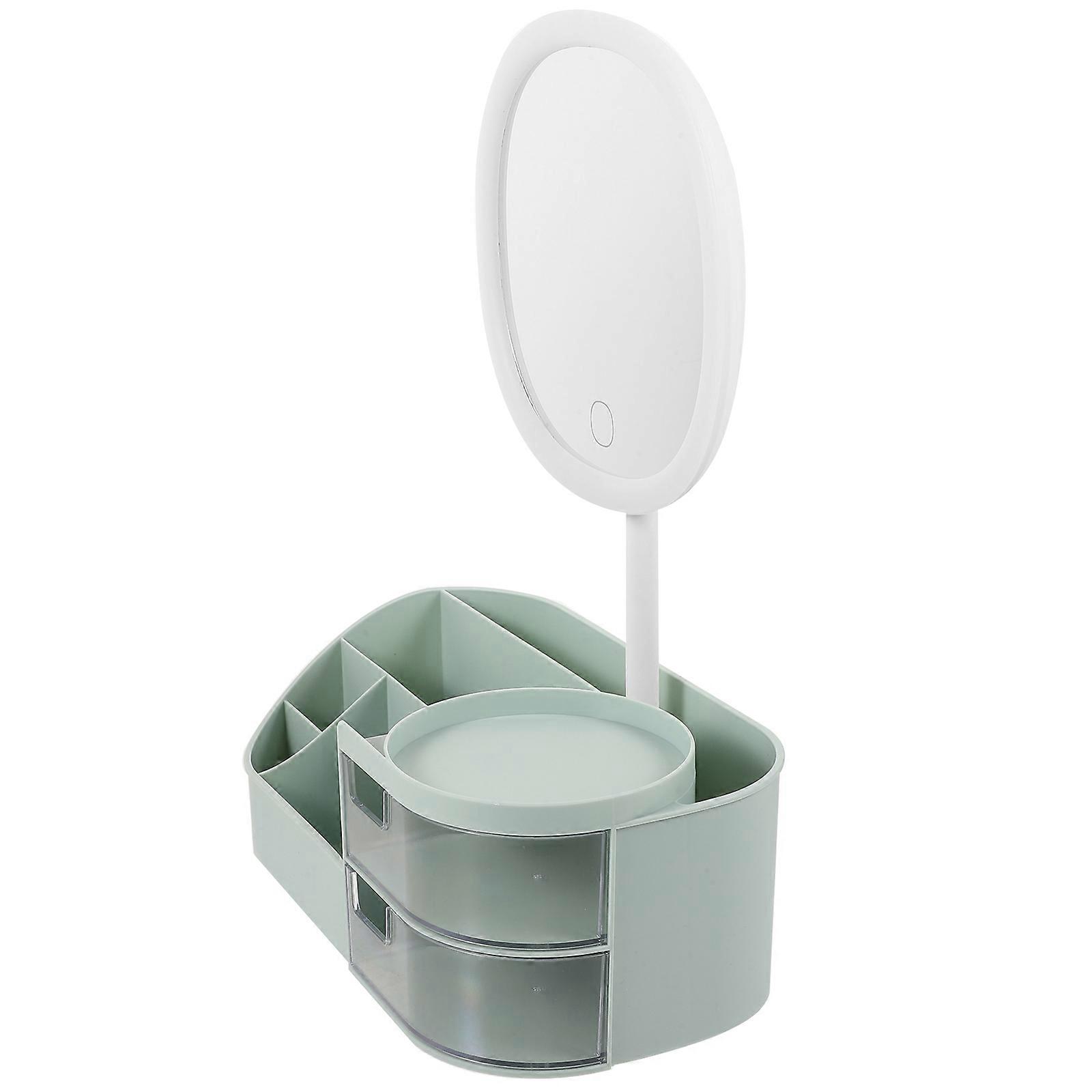 Case Cosmetic Holder With Mirror Function For Cosmetics Storage 35.00X25.50X14.50CM Matcha Green 1Pcs