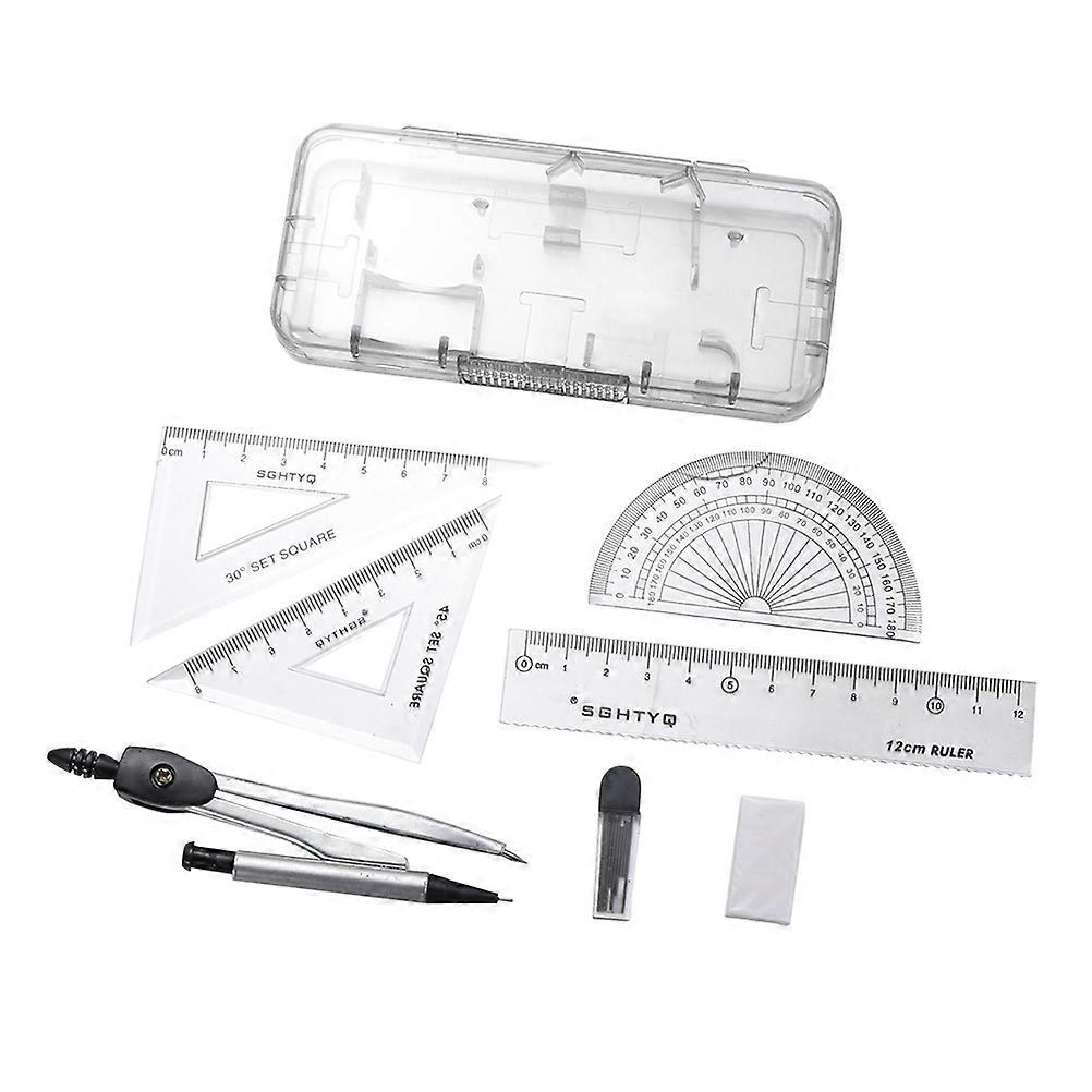 Stationary for School Compass Ruler Tool Set School Use Silver Measuring Ruler 2 Sets of 12PCS