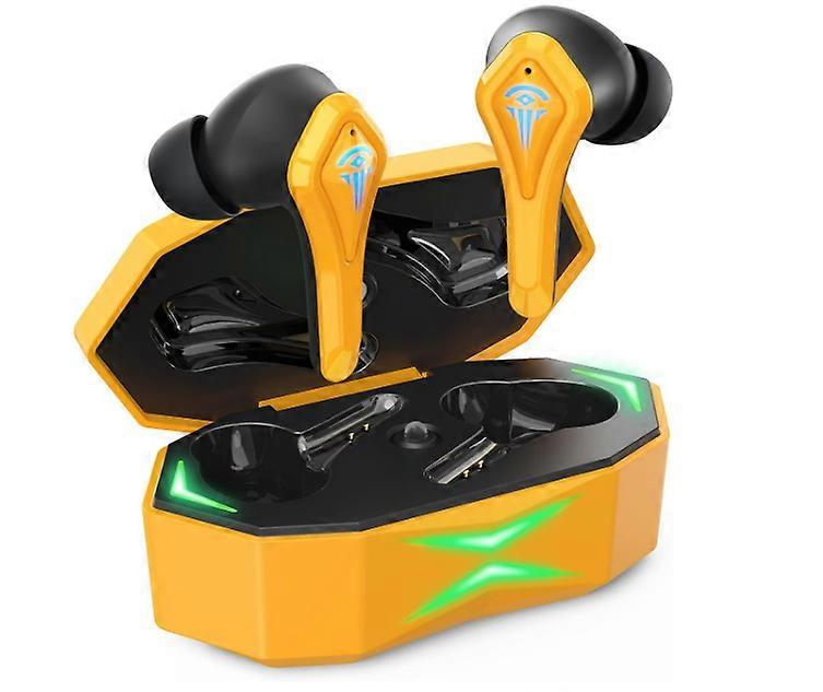 Bluetooth Earbuds, 50ms Low Latency Gaming Wireless Earbuds, Noise Cancelling, IPX5 Waterproof Deep Bass Music Mode for iPhone and Android(Yeelow)