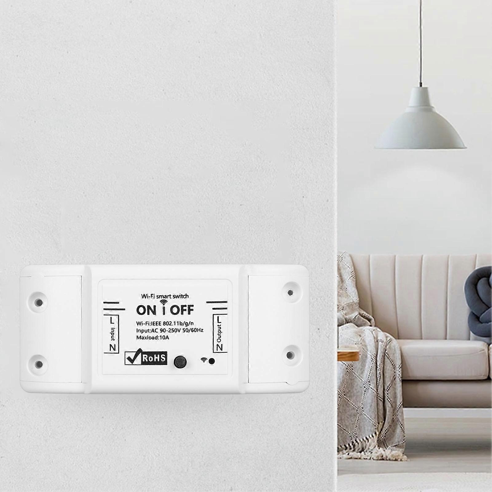 2Pcs Mini Smart WiFi Switch Voice Control Timer Function Wireless Remote Control Switch AC90‑250V 10A