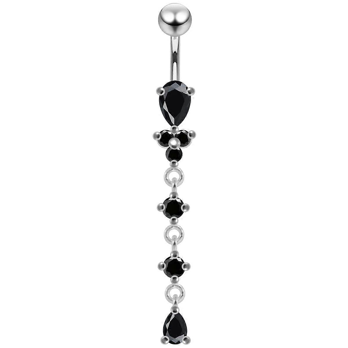 Moving Silver Belly Ring With Ss Curved Bar