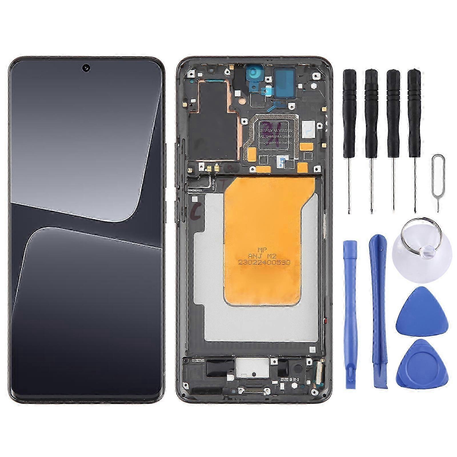 (Silver) For Xiaomi 13 Pro Compatible Amoled Material Lcd Screen Digitizer Full Assembly With Frame