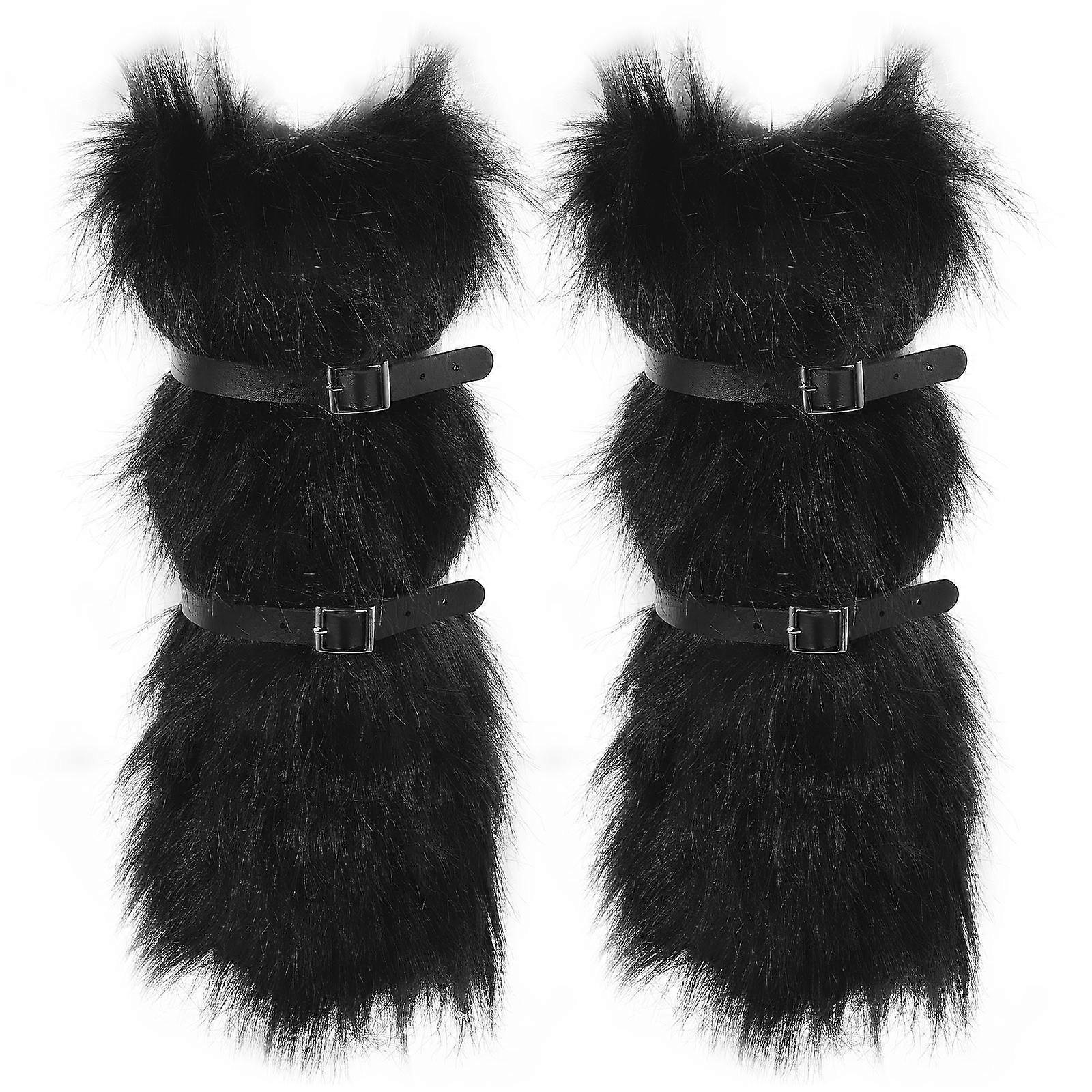 ブーツソックス女性毛皮のようなレッグストッキング冬季ロングブーツカバーレザー1ペア