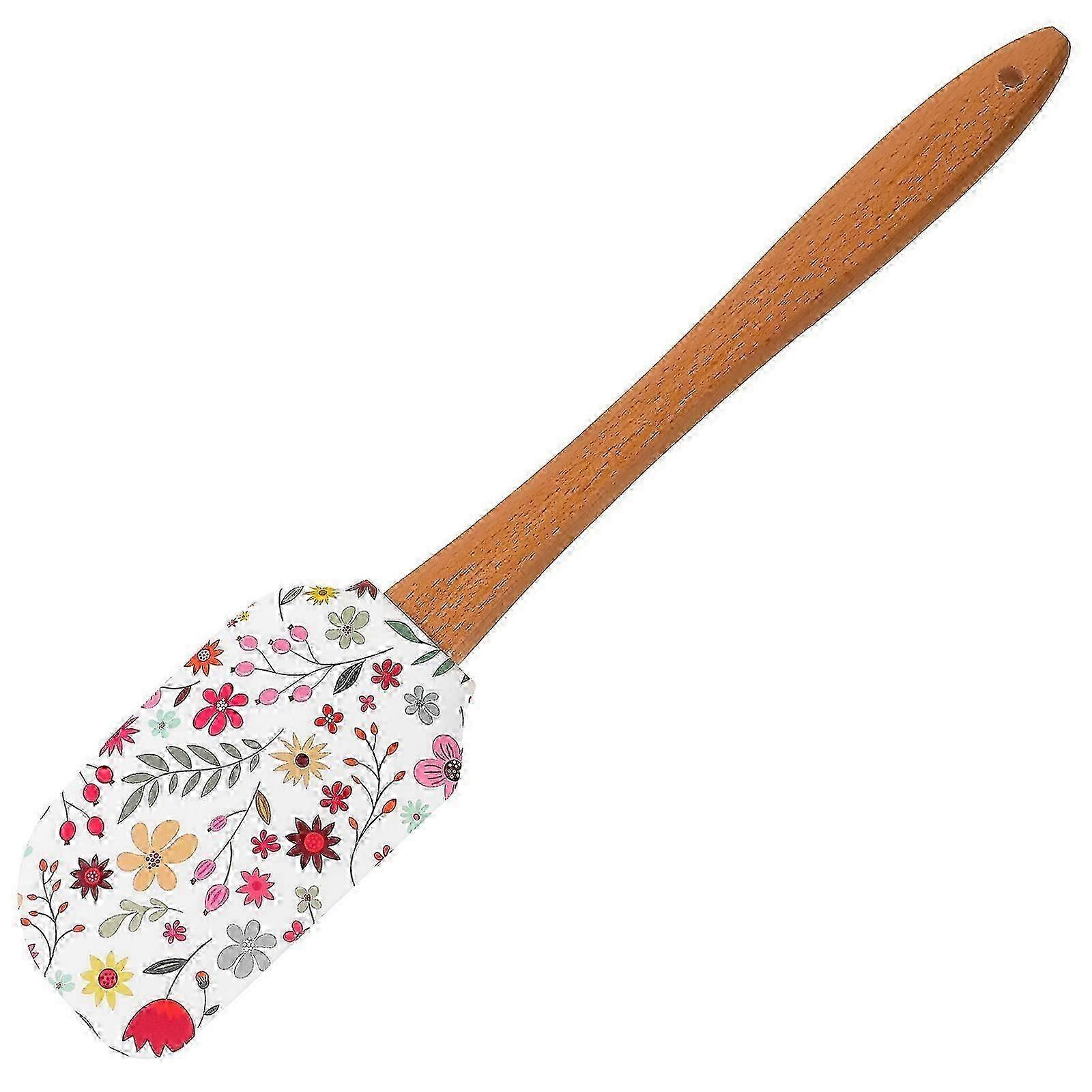 Silicone Scraper Practical Baking Spatula Scraper Wooden Handle Cream Spreader