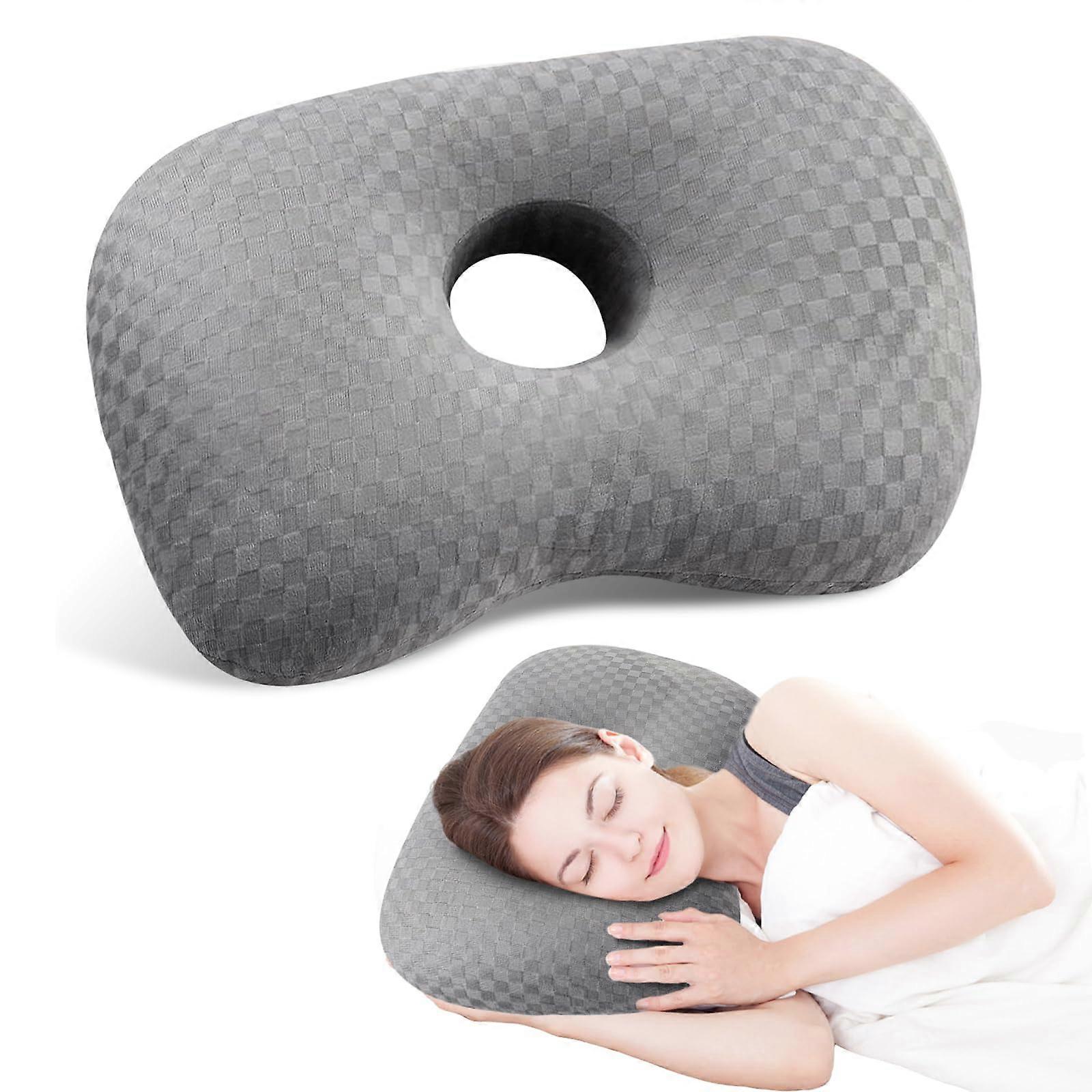 Donut Pillow with Hole: Ear Donut Pillow for Ear Pain Relief with Sturdy Elastic Band