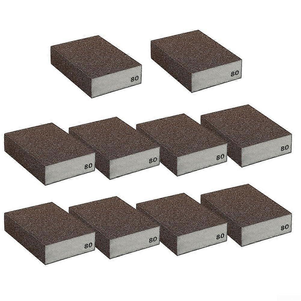 10 Pack Flexible Sanding Sponges for Wood, Metal, and Plastic, 80 Grit, Wet and Dry Use, Multi-Surface Applications
