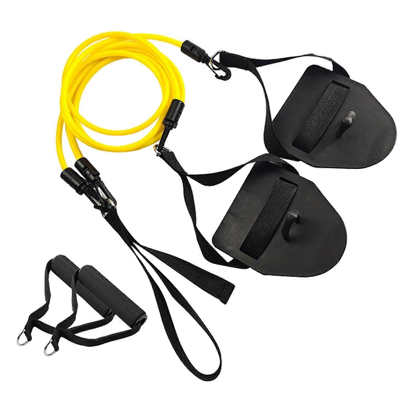 Swimming Arm Exerciser, Strength Resistance Band with Handle, Elastic Land Swimming Trainer for Indoor and Outdoor Yellow 20 Pound