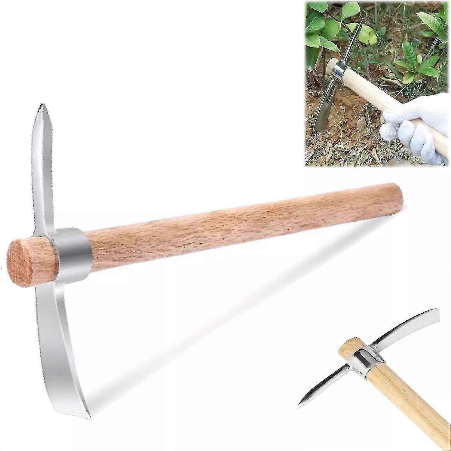 Stainless Steel Pickaxe Double Headed Pickaxe,2 in 1 Multifunctional Pickaxe