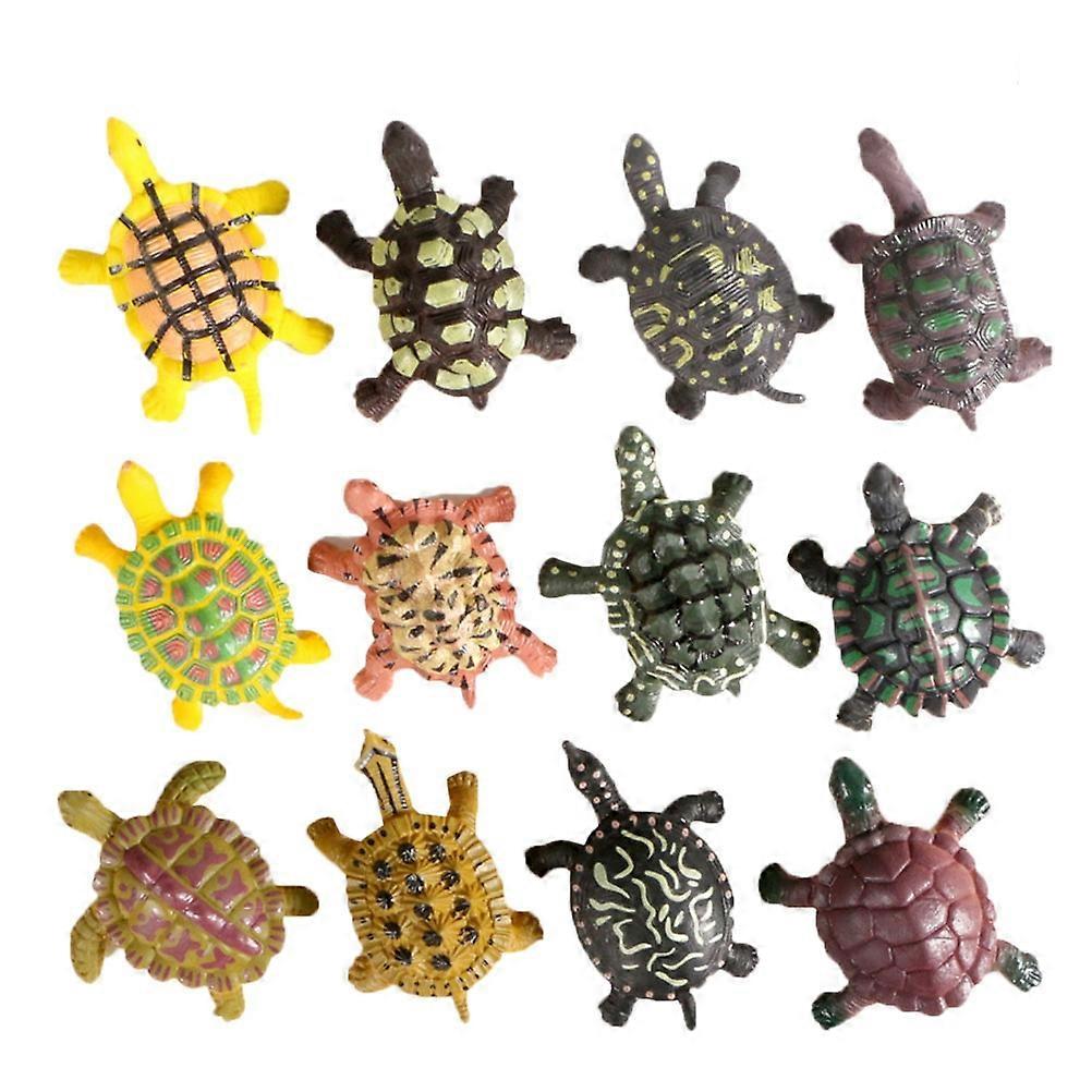Turtle Craft Artificial Turtle Model Study Room Decoration PVC Material 5.3x3.9x1.9cm Educational Toy 12Pcs/Set