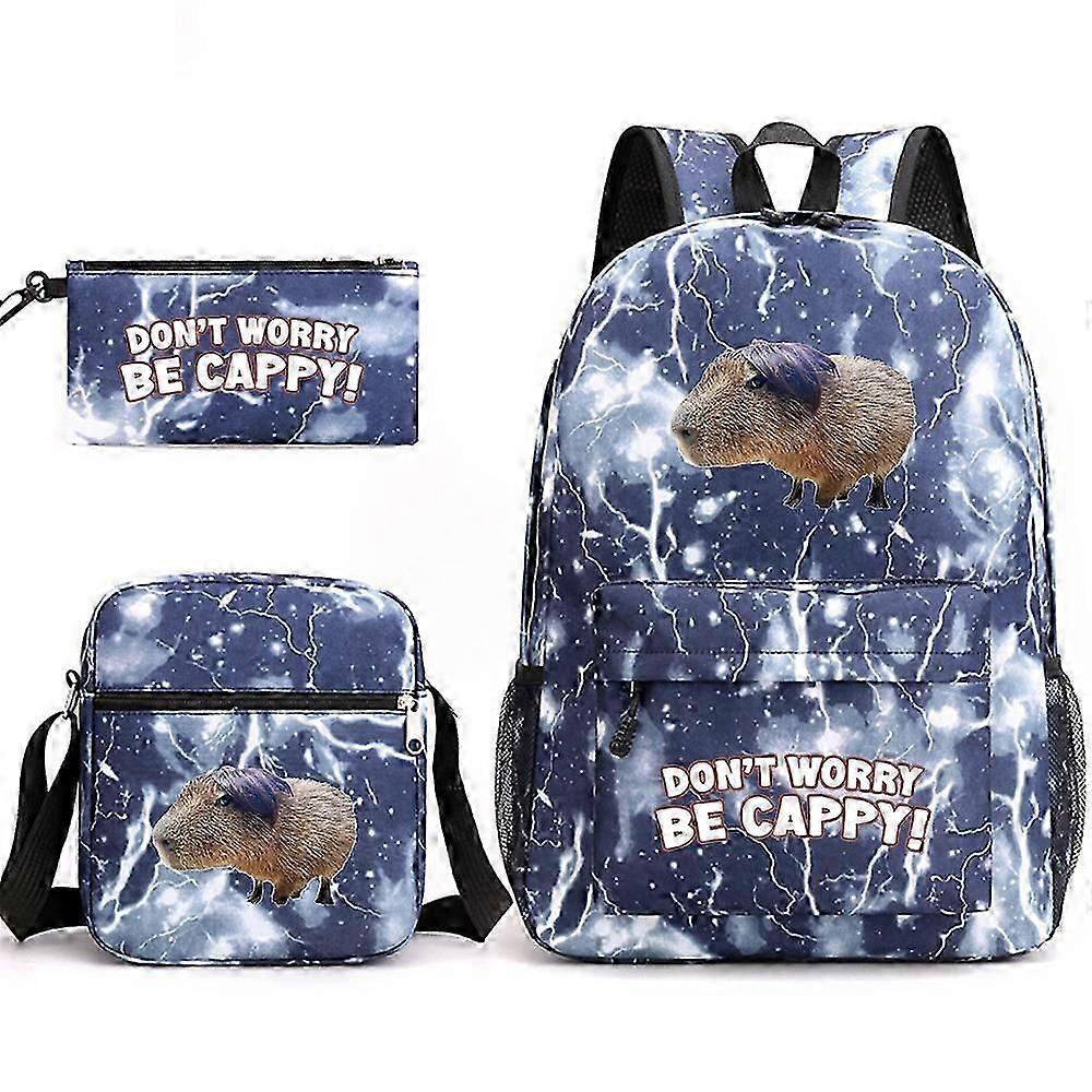 Capybara School Bag Backpack Pencil Case Shoulder Bag Three-piece Set _48