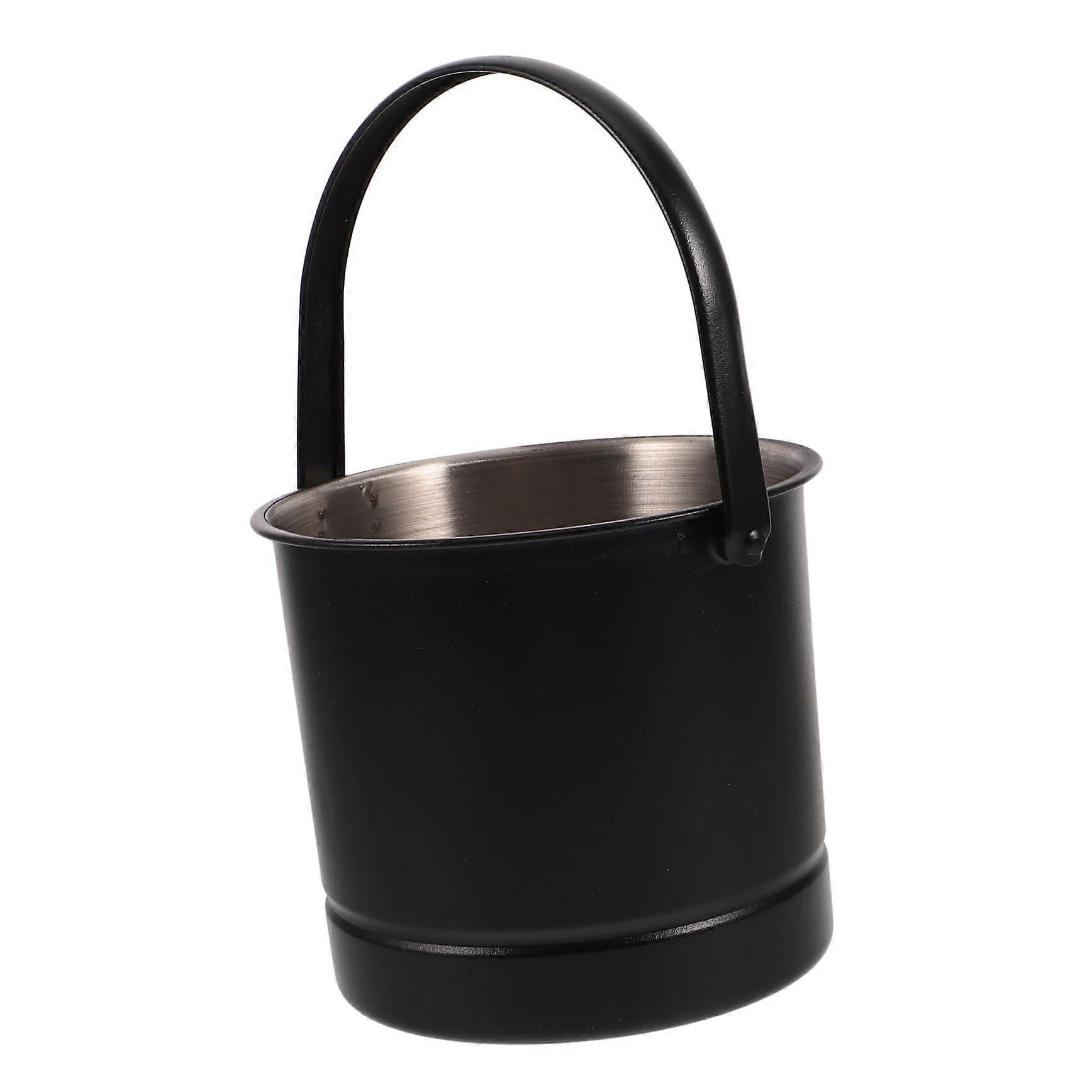 Ice Cube Container - Insulated Black Stainless Steel Ice Bucket for Parties, Small Metal Ice Holder