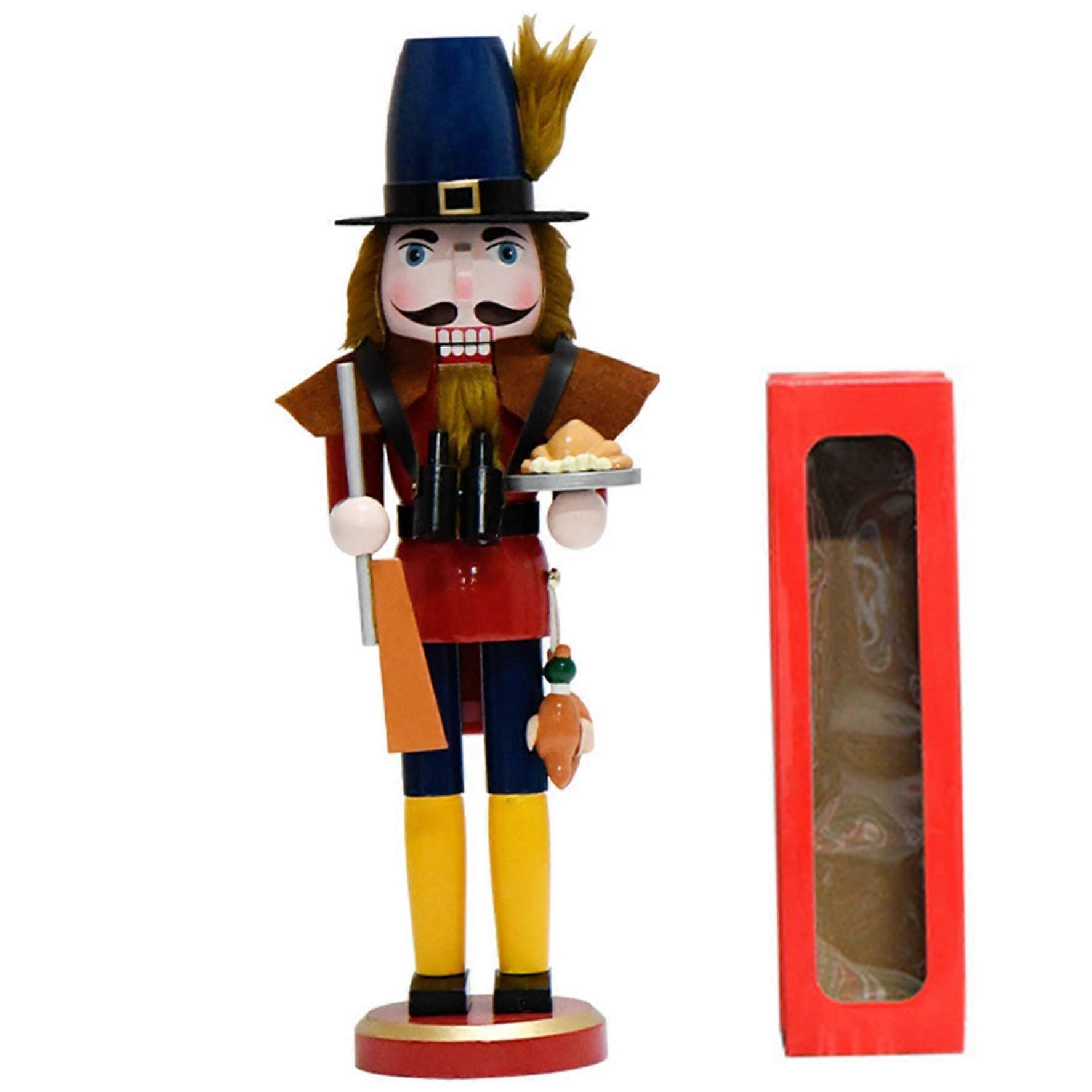 Nutcracker Christmas Decoration Hunter Nutcracker With 15 Wooden Figures For Shelves And Tables