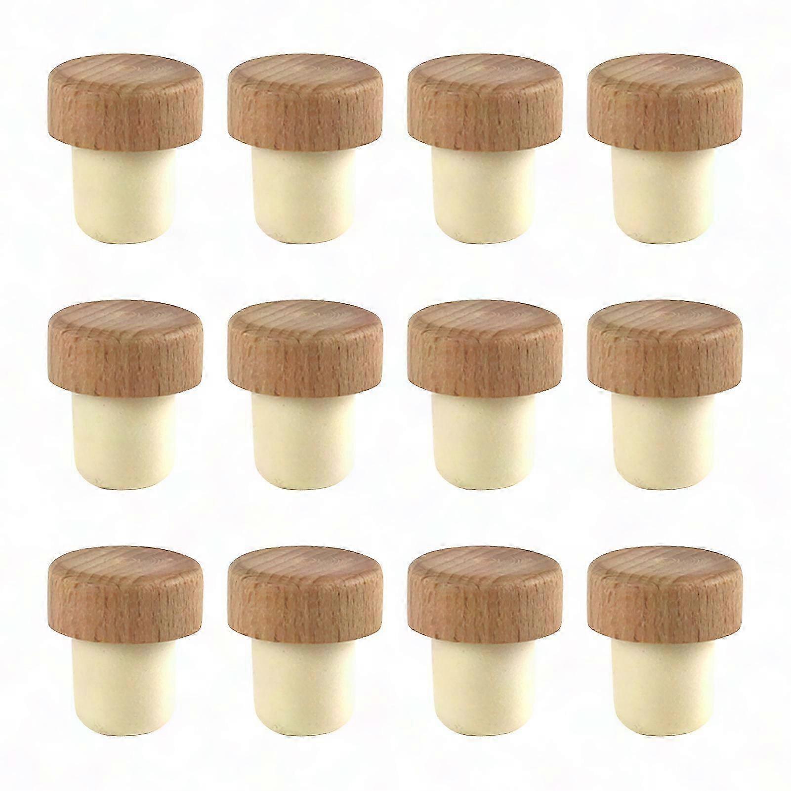 12Pcs T-Shaped Wine Corks - Durable Wooden Bottle Stoppers, Leak-Proof & Strong Seal for Daily Use