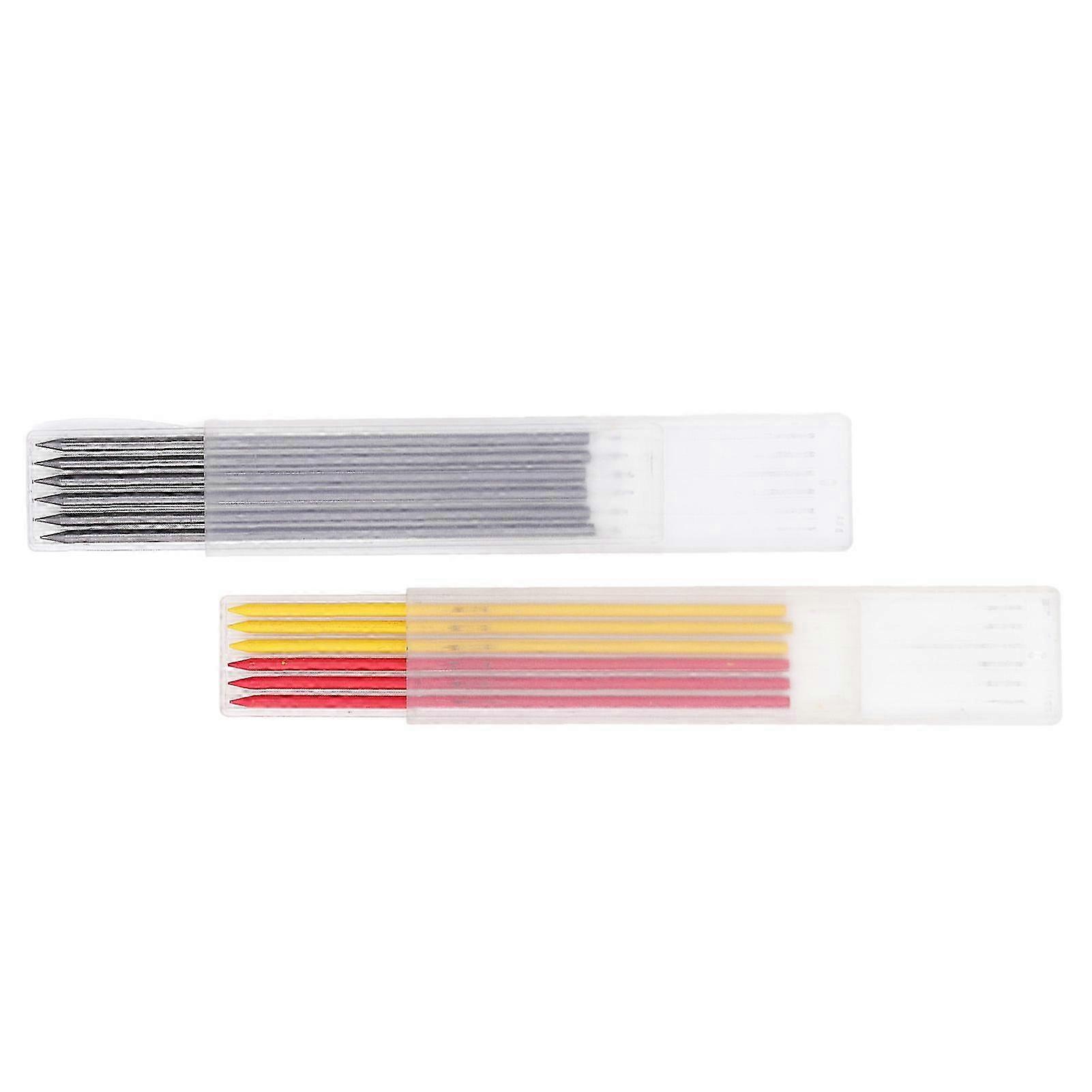 12Pcs 2.8mm Black Red Yellow Mechanical Deep Hole Carpenter Pencil Refill Set