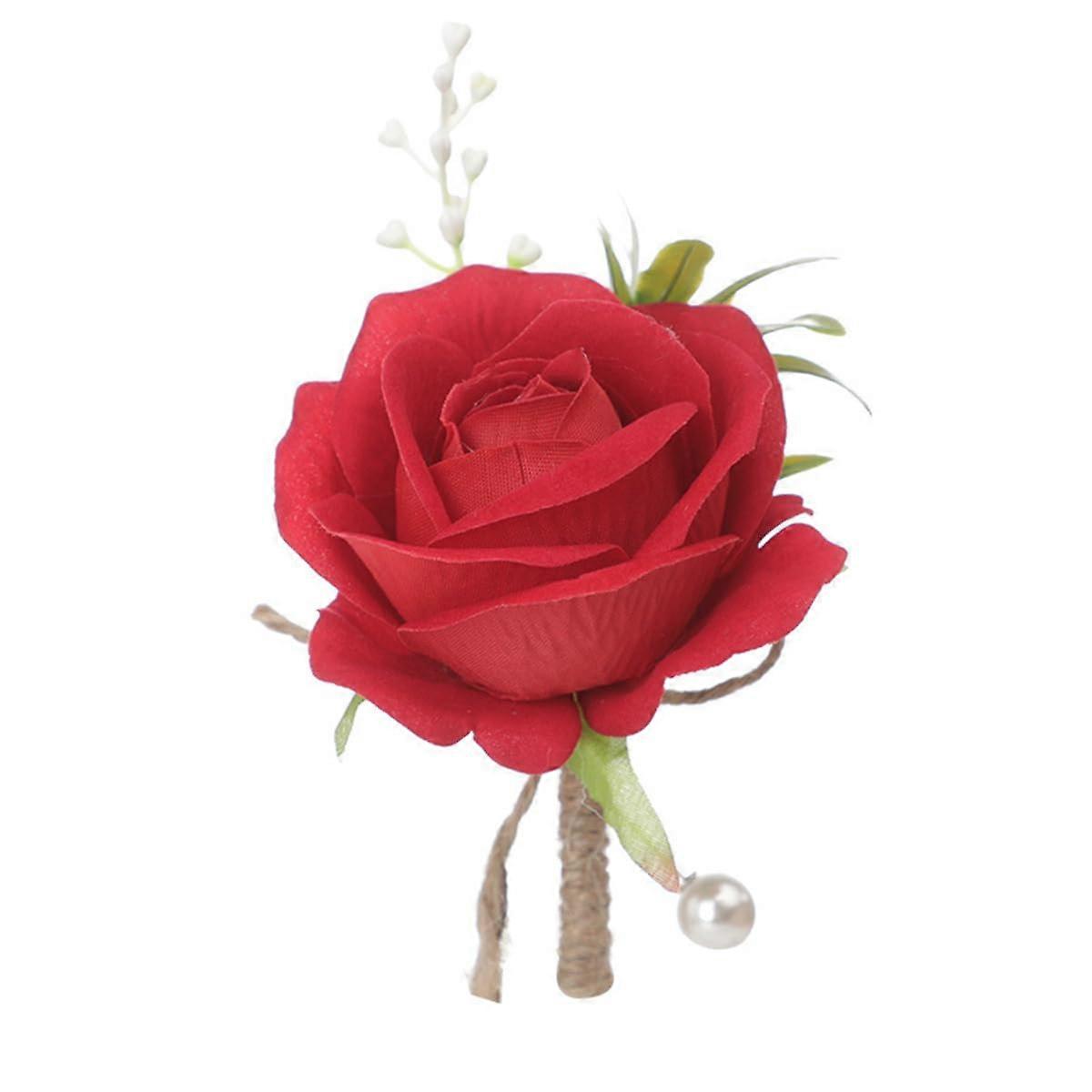 Flower Lapel Pin with Artificial Rose, Floral Pattern, Lightweight Plastic, Available in Multiple Colors for Weddings and Formal Events
