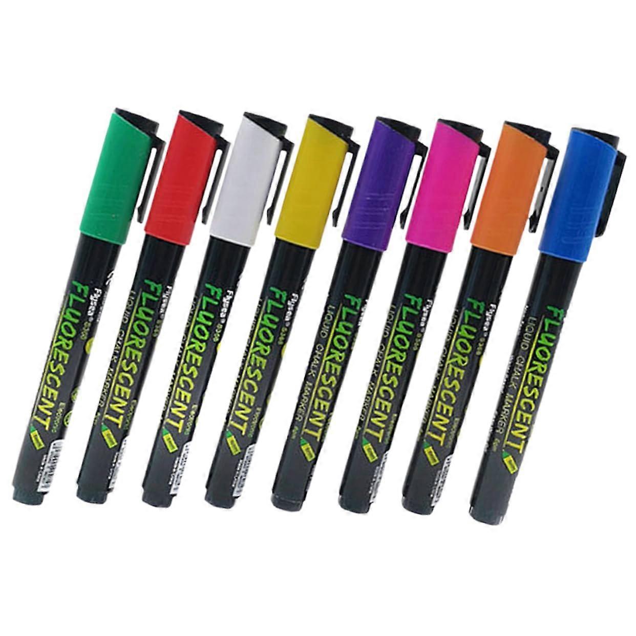 Blackboard Markers Pack of 8 - Liquid Chalk Erasable Pens, Thin Writing Pad and Glass Marker for Smooth, Clean Writing