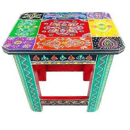 Taburete de madera pintada de 25,4 cm con mesa auxiliar