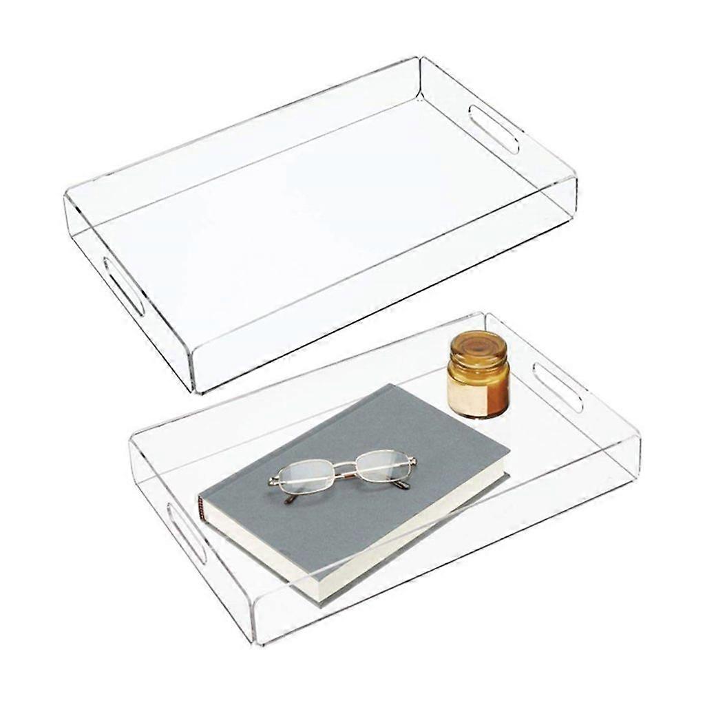Clear Leak Proof Acrylic Coffee Table Breakfast Tea Tray with Handle 24 oz