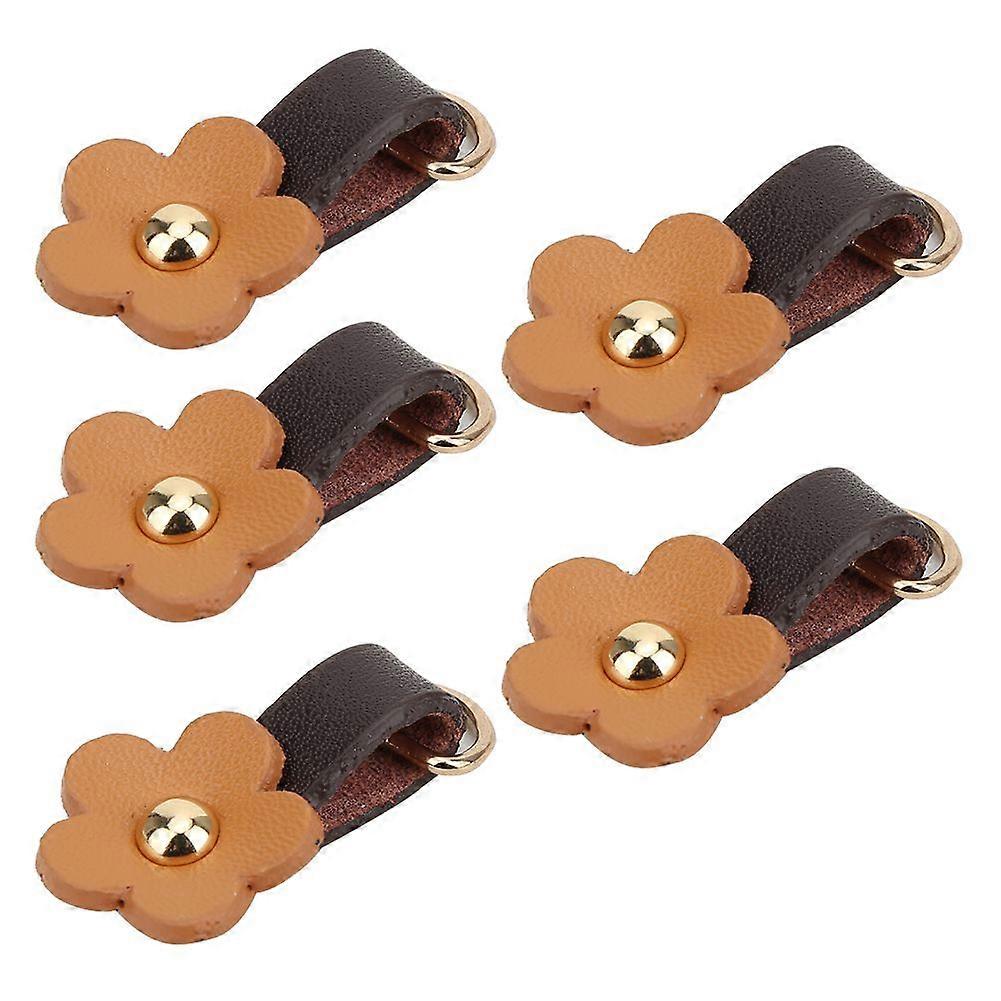 2025 Latest Model  5Pcs Zipper Puller Heads Split Leather Flower Shape DIY
