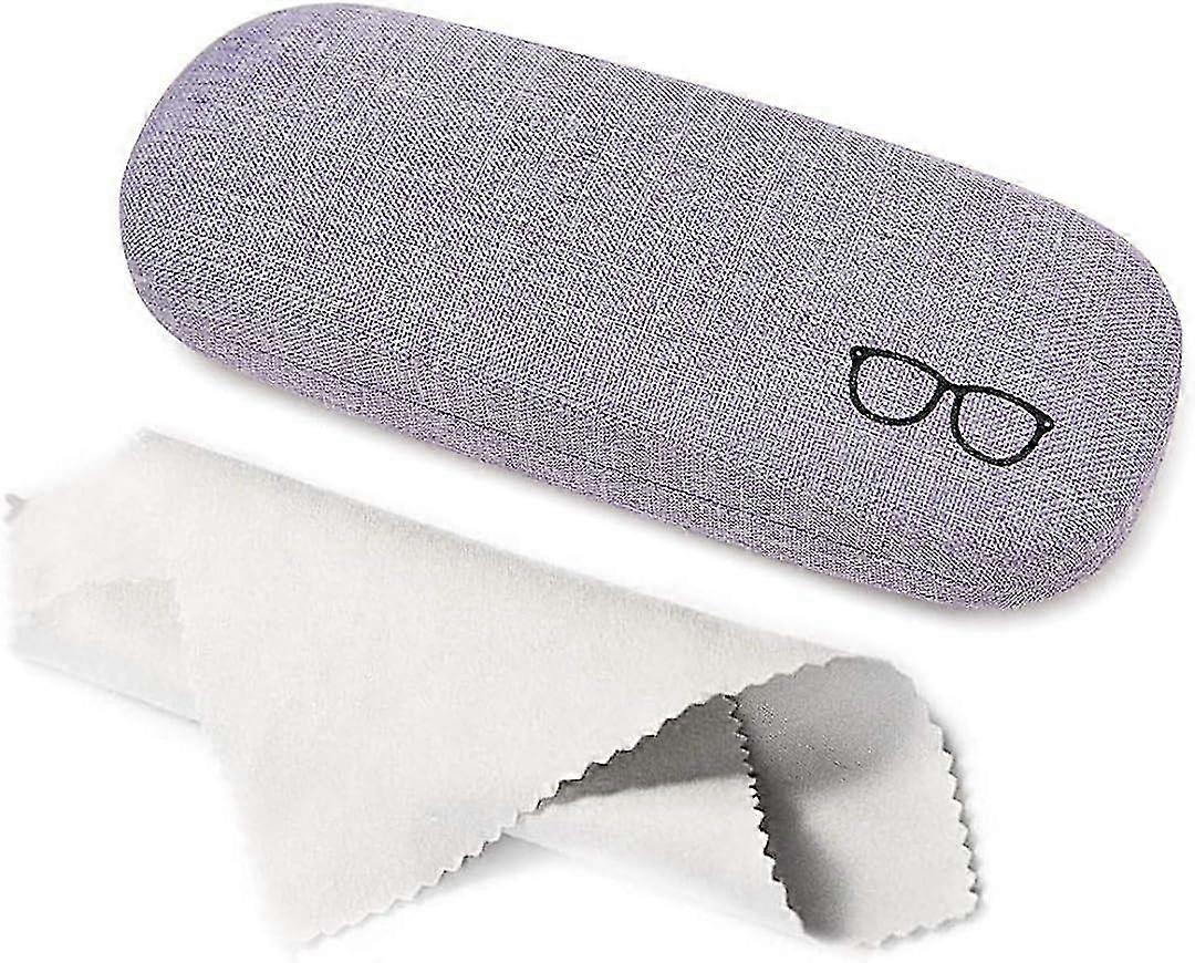 Portable Protective Glasses and Sunglasses Case with Microfiber Cloth in Linen Canvas