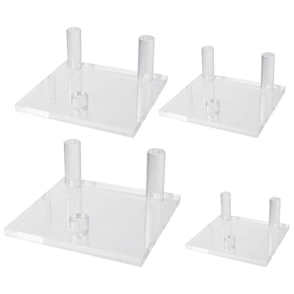 Small Display Stand Acrylic Three-Peg Display Stand Jewelry Office Use 4.3×4.3×2in 4Pcs