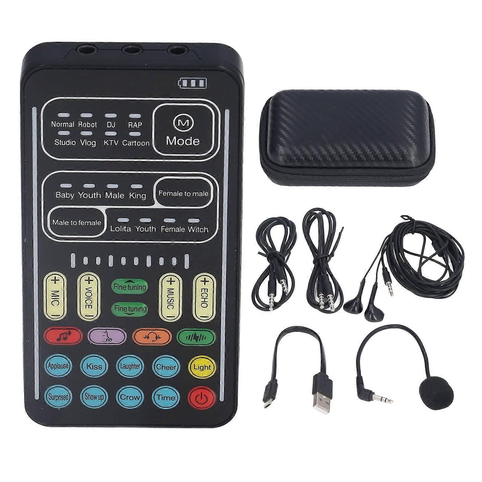 I9 Voice Changer Set, Live Broadcast Voice Changer, Portable Voice Changer with 8 Different Voices, Builtin 8 Sound Effects (English Version)