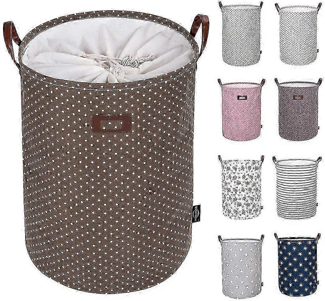 19" Thick Foldable Round Storage Laundry Basket, Cotton (Pink, Large) Disposable