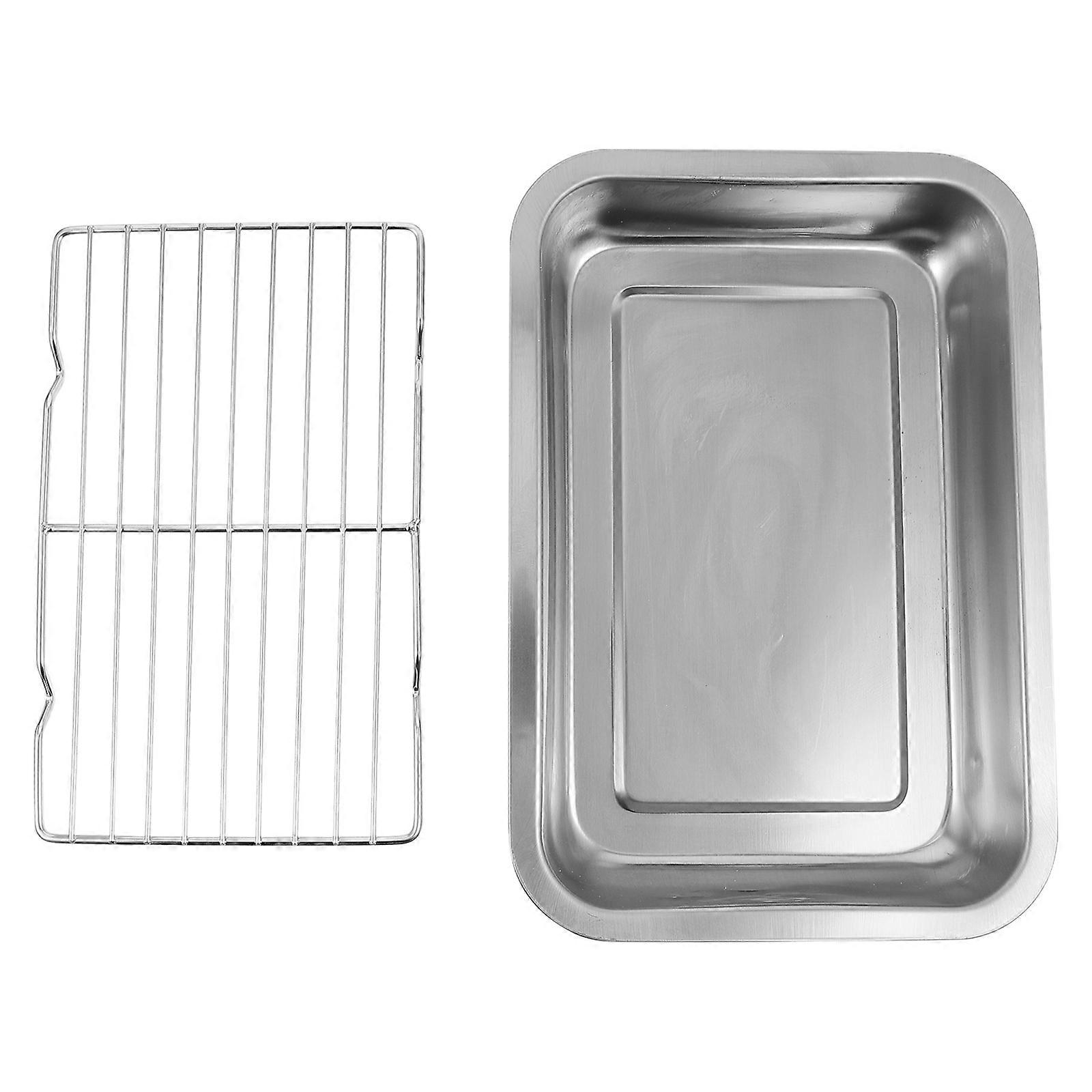 1 Set Of Stainless Steel Baking With Cooling Rack Heavy Duty Cookie Pan For Baking Bacon Cookies Donuts 12 X 8 Inch