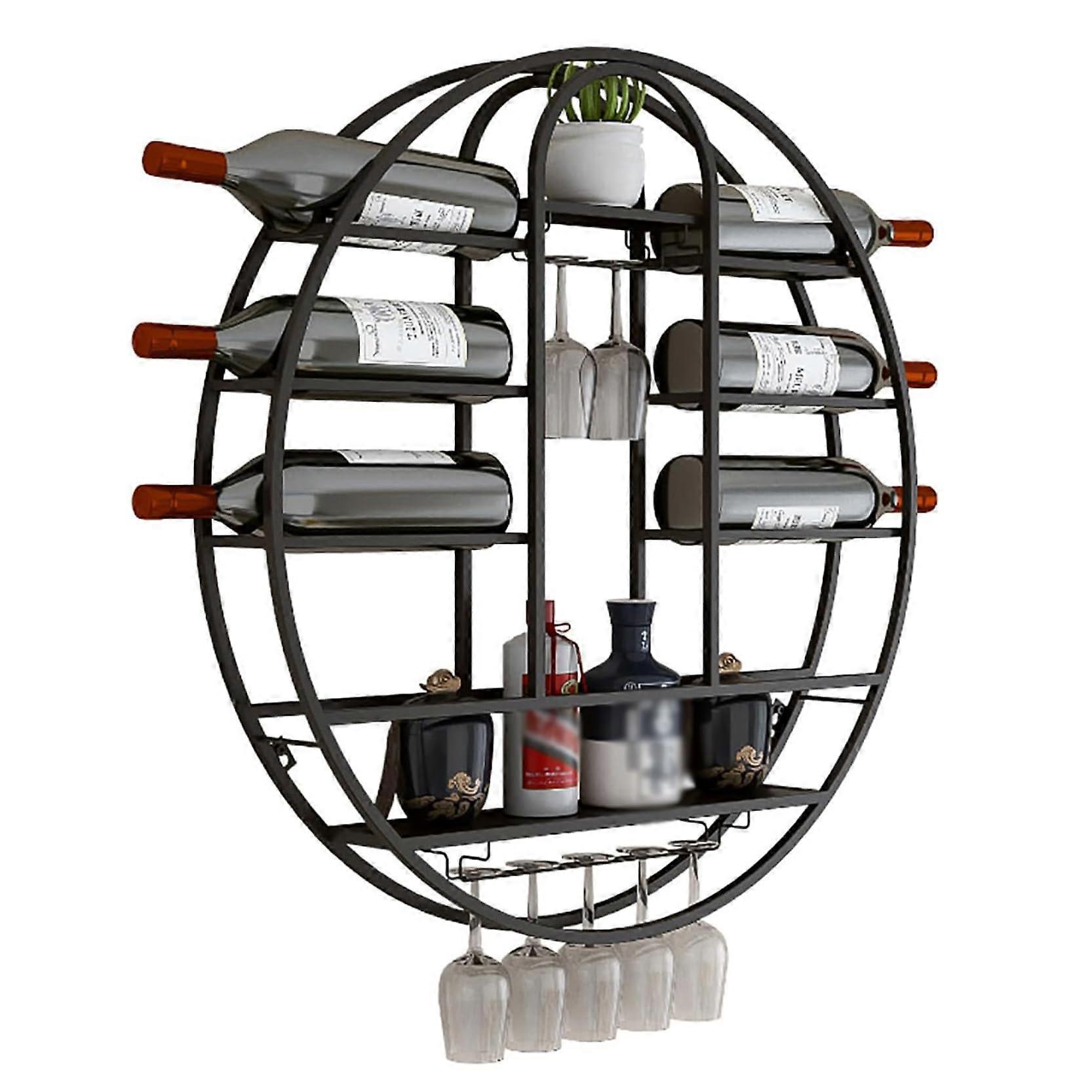 WallMounted Wine Rack, Floating Glass Display Holder, Black (80*11*80cm)