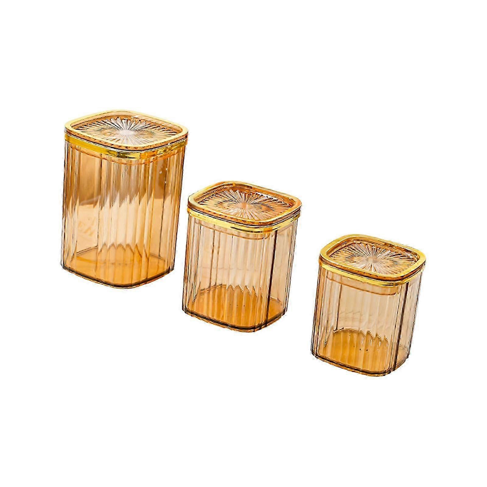 3-Piece Sugar & Condiment Canisters with Lids, Reusable Kitchen Storage Jars for Pantry, Countertop Organization