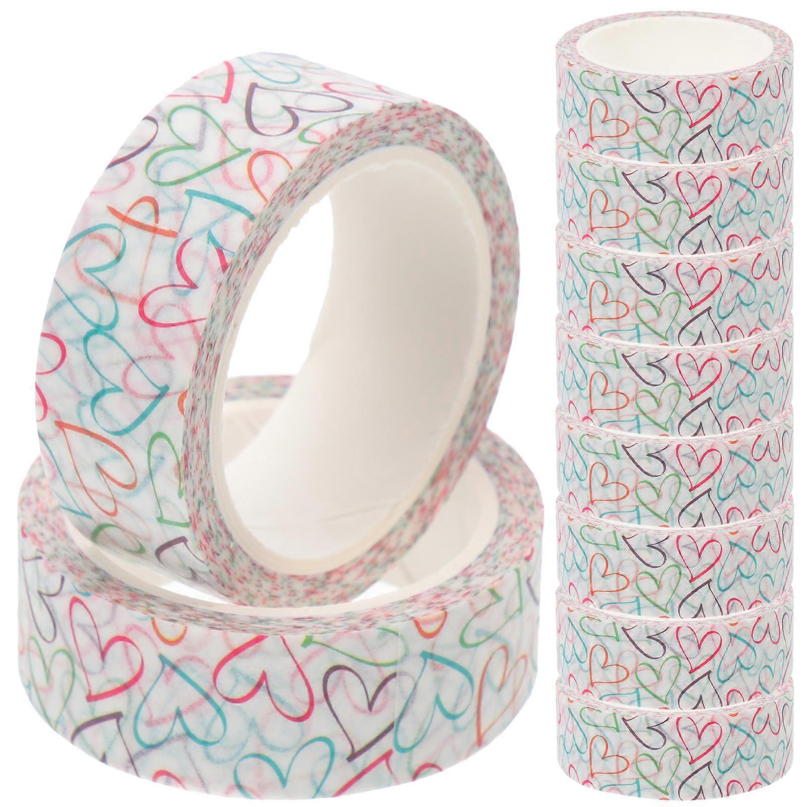 Scrapbook Adhesive Tapes Colorful Heart Pattern Tape Multi-Colored 0.01x1.5x700cm Decorative 10 Rolls