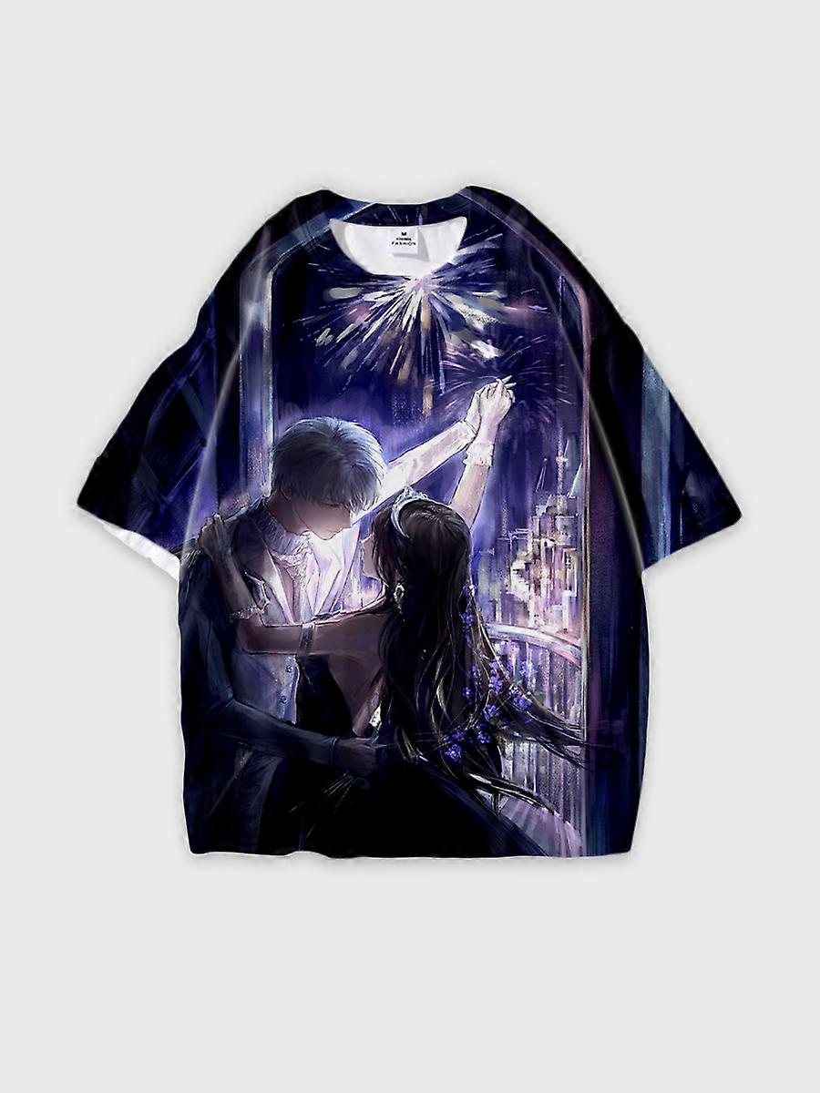 T-shirt round neck Role Pattern loose short sleeve JW2154