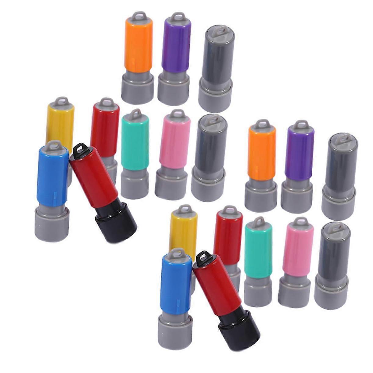 Pack of 20 Blank Ink Stamps, Round Engraved Seal Stamps for DIY Card Making and Signature Use