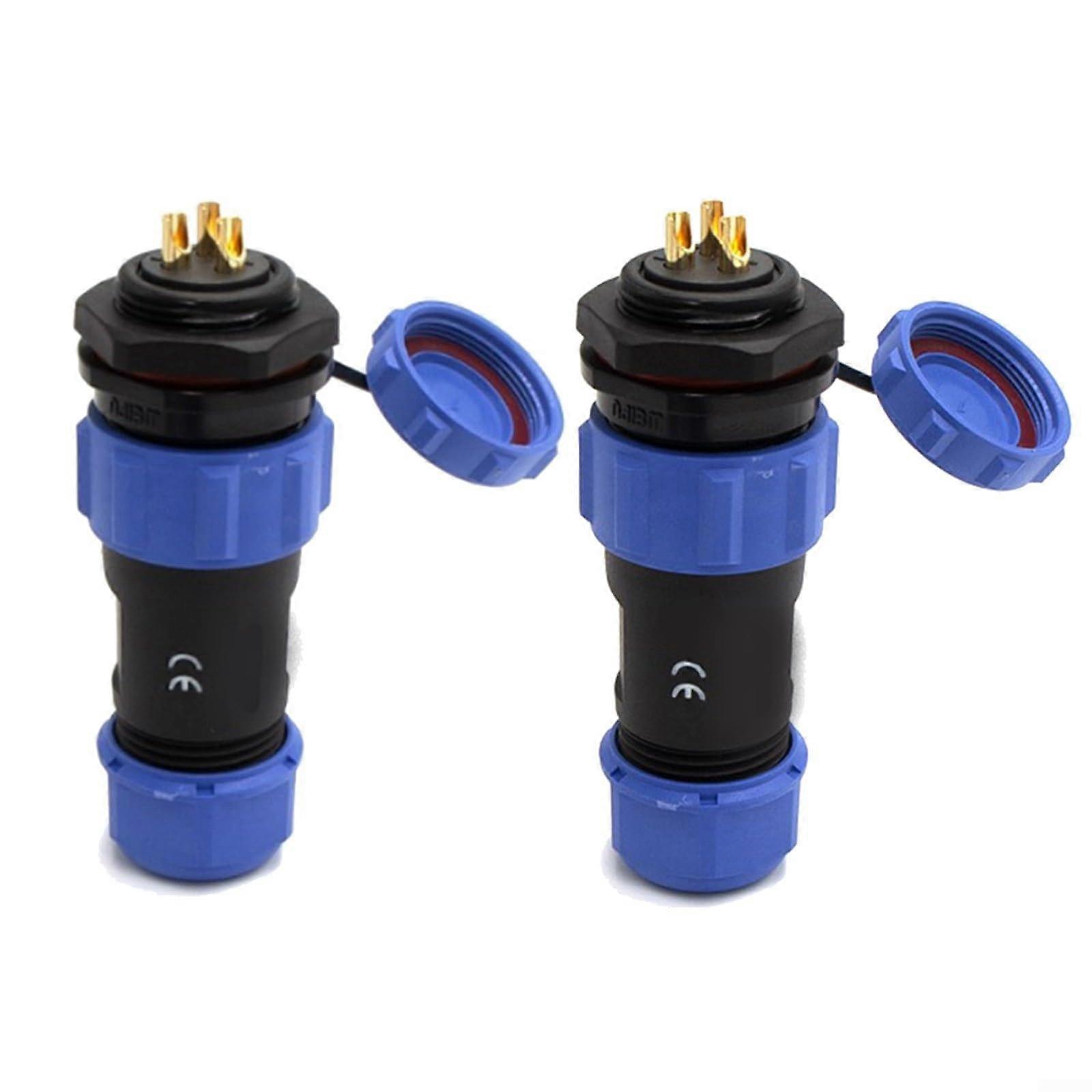 Waterproof Aviation Connector, 3-Pole IP68, 220-380V, Panel Mounting, 2-Pack, Durable and Reliable Electrical Plug