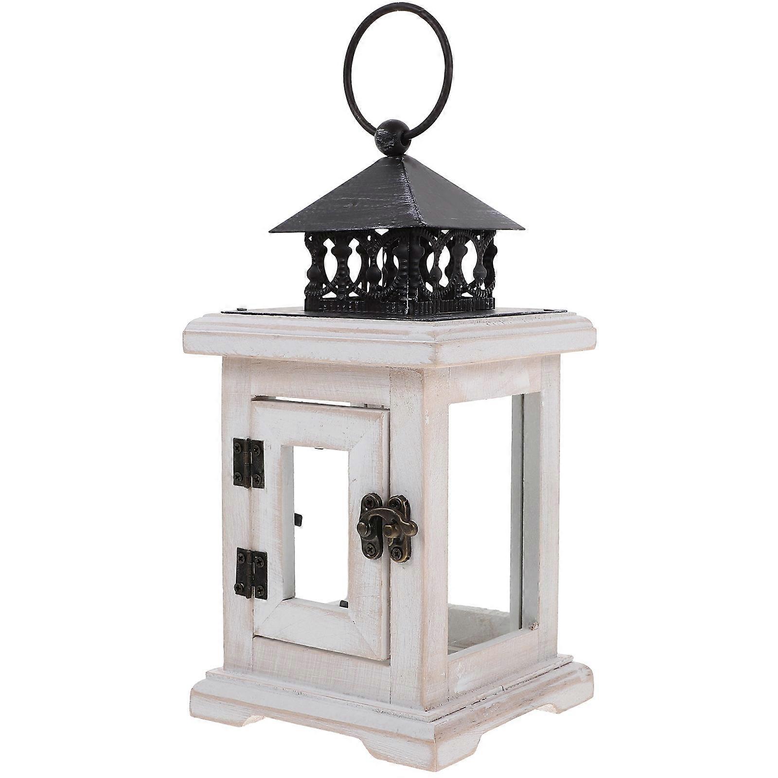 Candle Lantern Vintage Hanging Wood Lantern for Decor