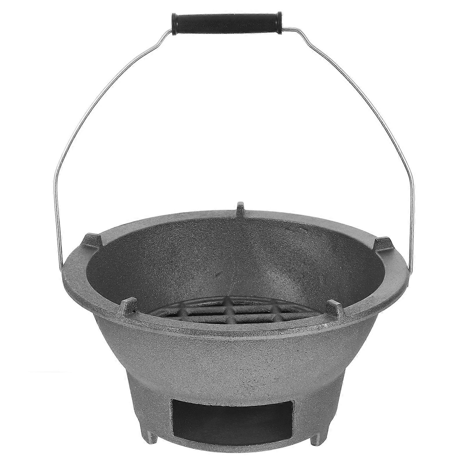 Grill Hibachi en fer de forme carrée pour le camping et les barbecues dans la cour 24.70X24.70X12.50CM Chauffage 1Pack