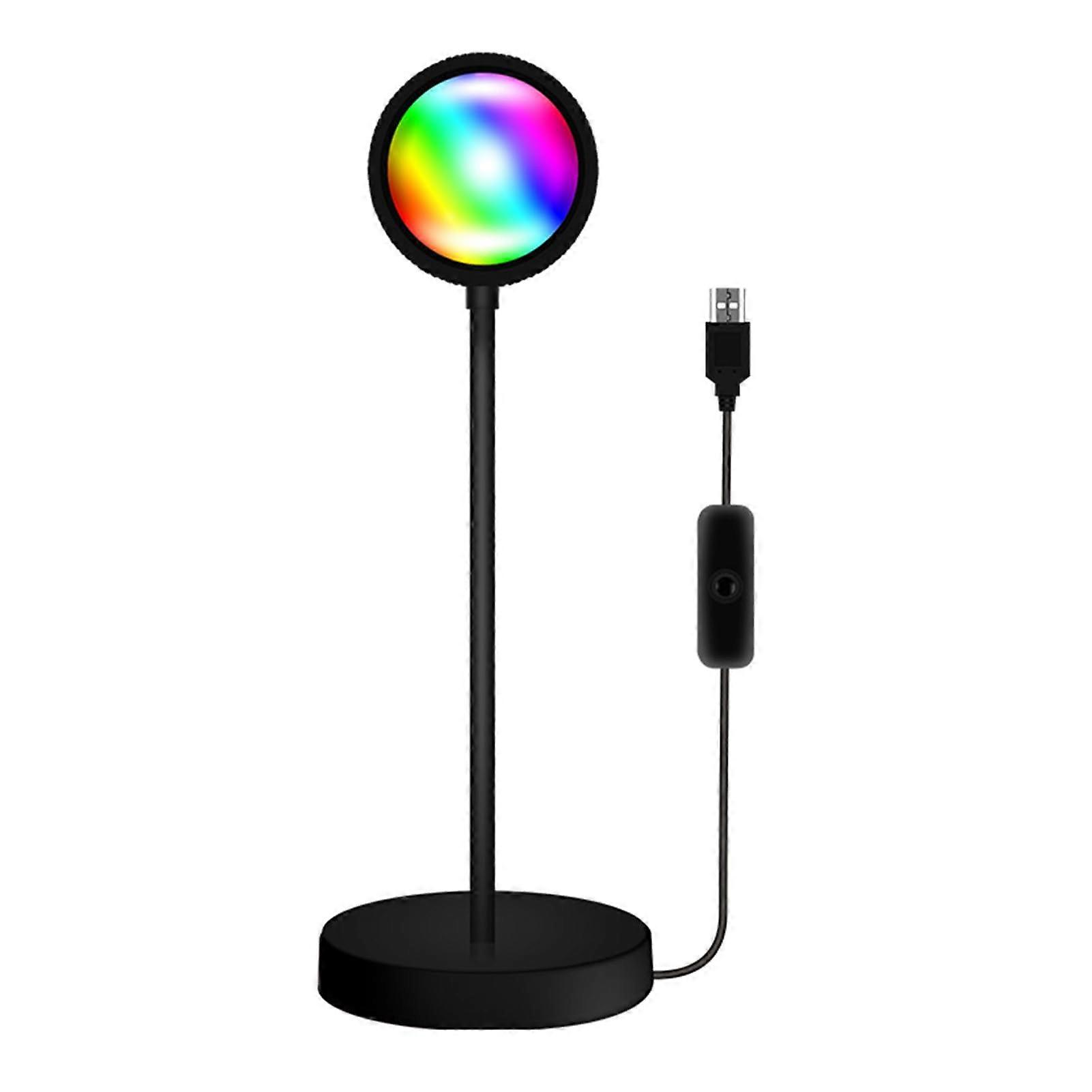 RGB Sunset Lamp, 360° Adjustable USB Projection Light with Remote for Party Bedroom White