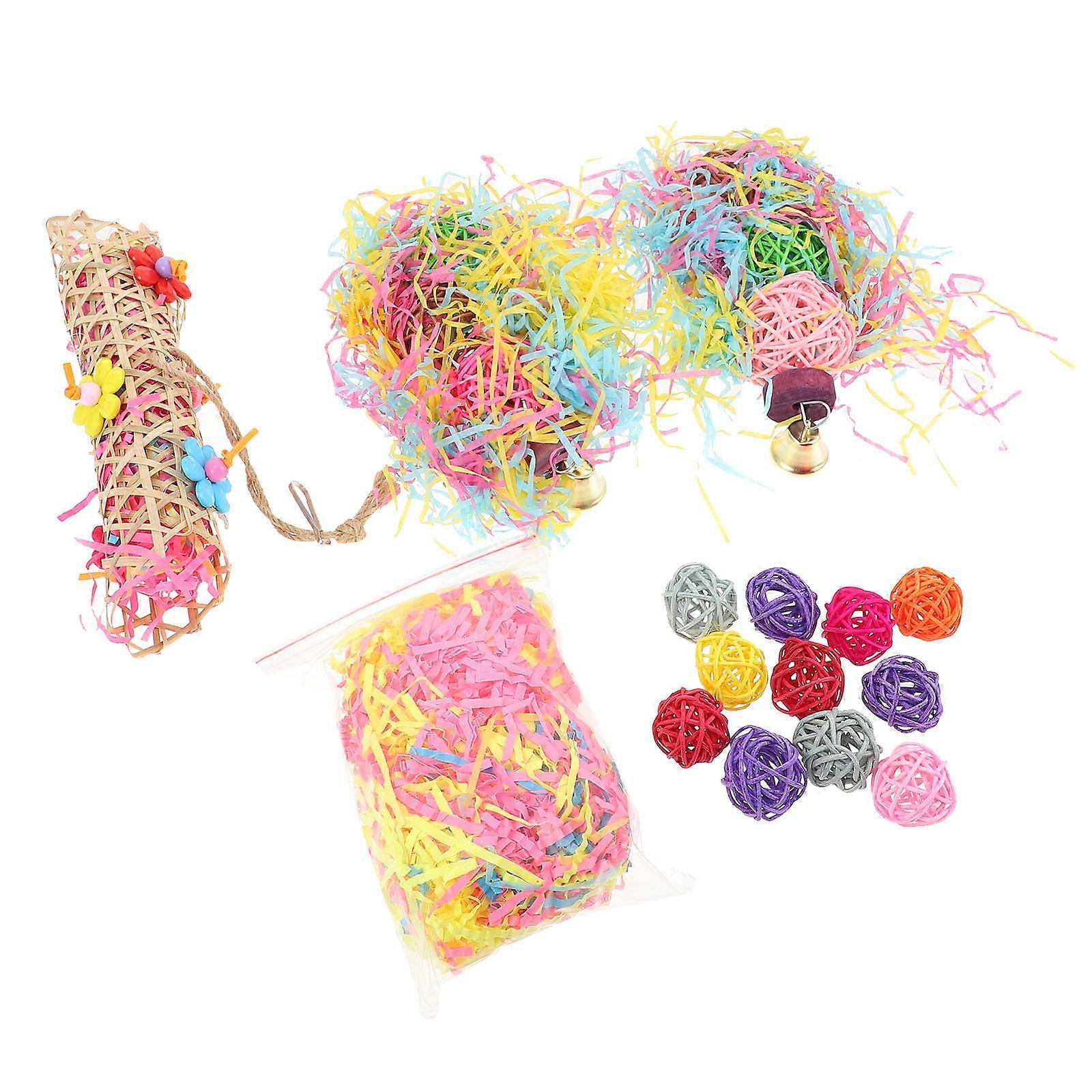Pet Bird Toys with Safe Paper Material for Parrot Fun and Cage Decoration 1 Set