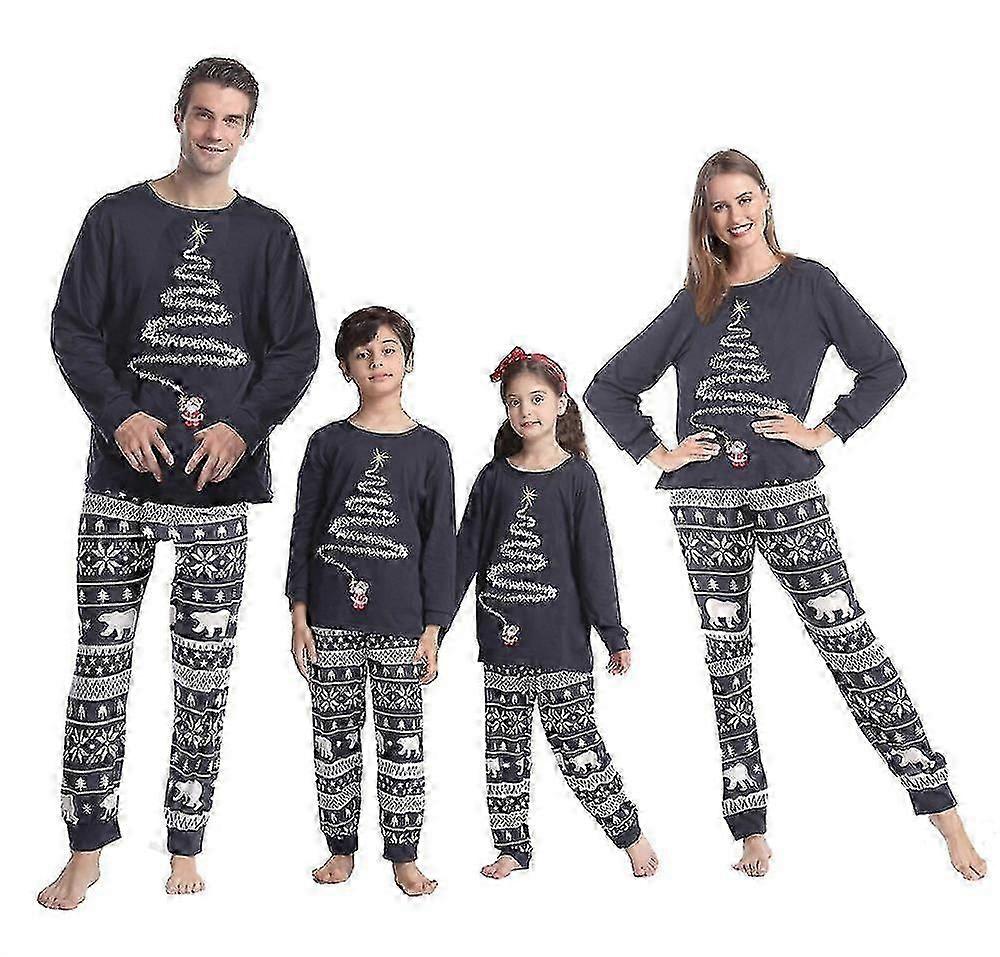 Eltern-Kind Weihnachtspyjama Zweiteiliges Set Tops Hose Familie Pyjamas