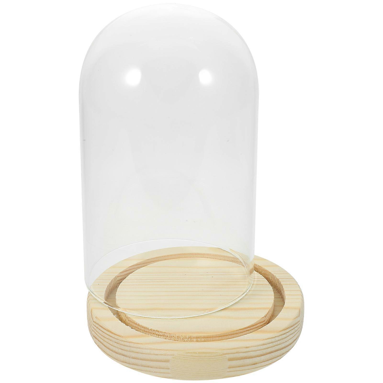 Glass Display Dome with Wood Base for Storage Multi Cloche Cover 7.87 Inches