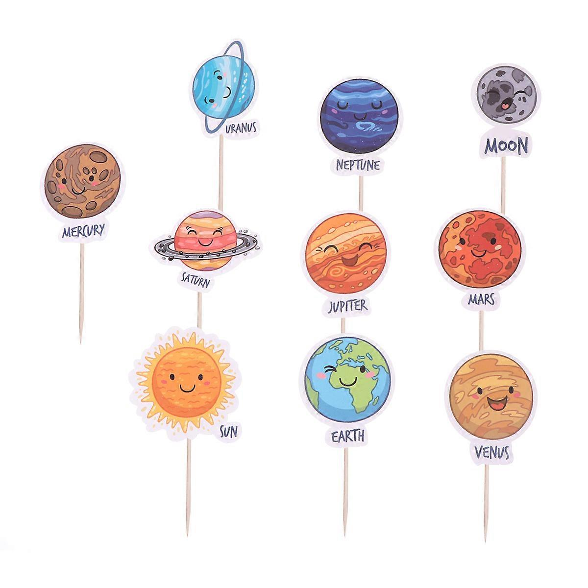 Cupcake Toppers Planet Outer Space Party Decorations Square Paper Design For Birthday Baby Shower 5.6 x 4 x 0.1cm 30Pcs