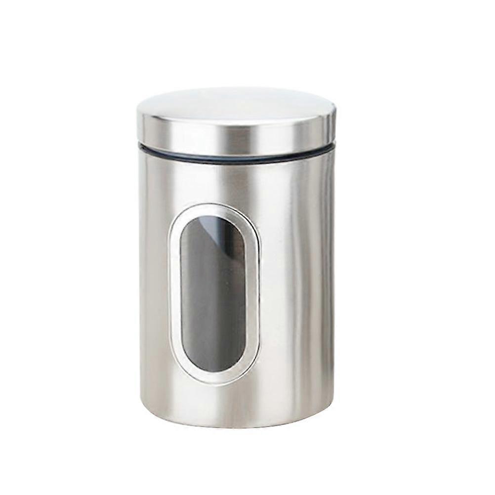 Stainless Steel Sealed Can for Coffee Beans Snacks Storage with Transparent Window Silver 7.8x4.3 Inches