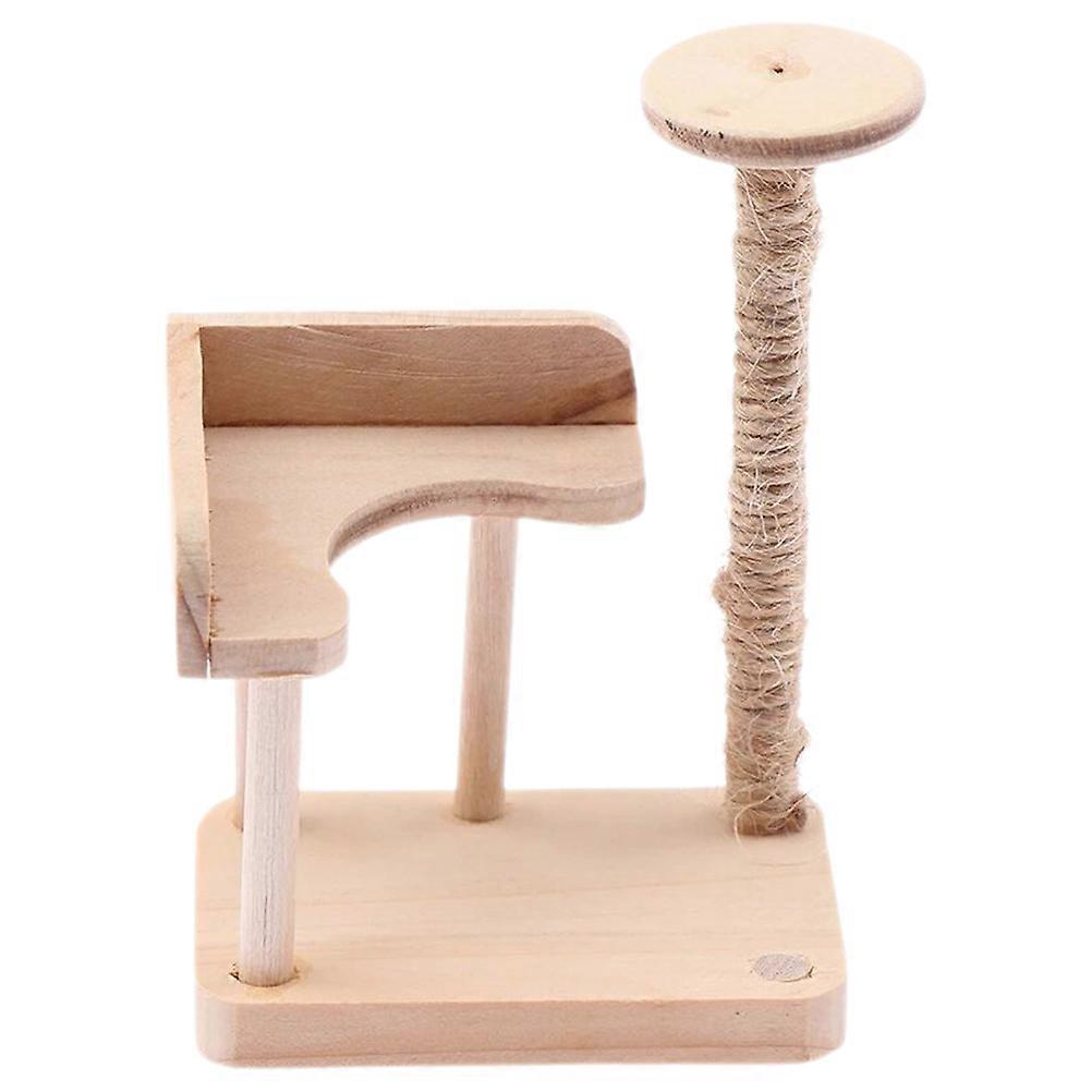 Wooden Mini Cat Climbing Frame for Dollhouse Decor Khaki Color Stylish and Functional 3.5 Inches