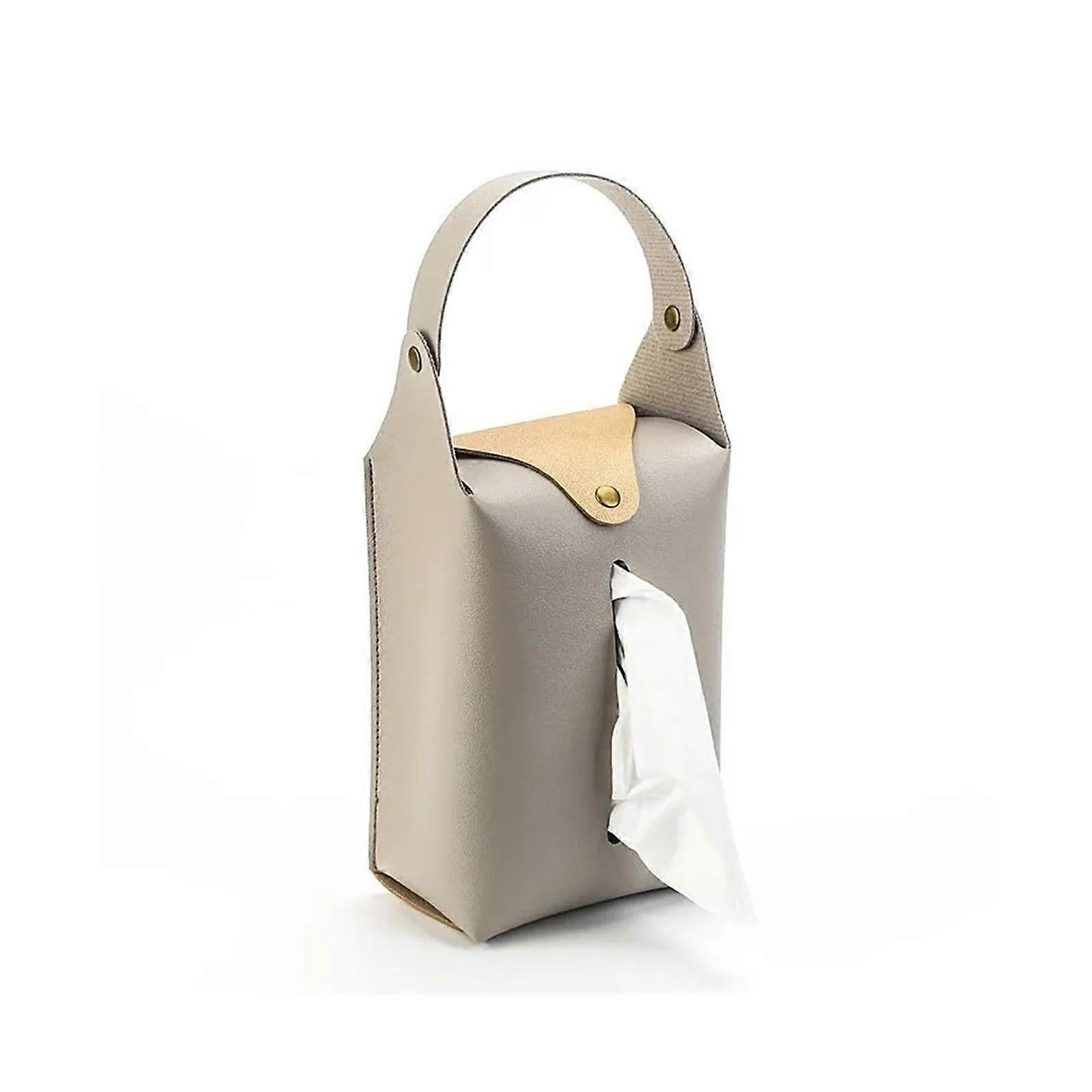 Cosmetic tissue box holder, tissue box storage bag, paper towel organizer for family travel, home decor, household decoration tissue box (Color: Gray)