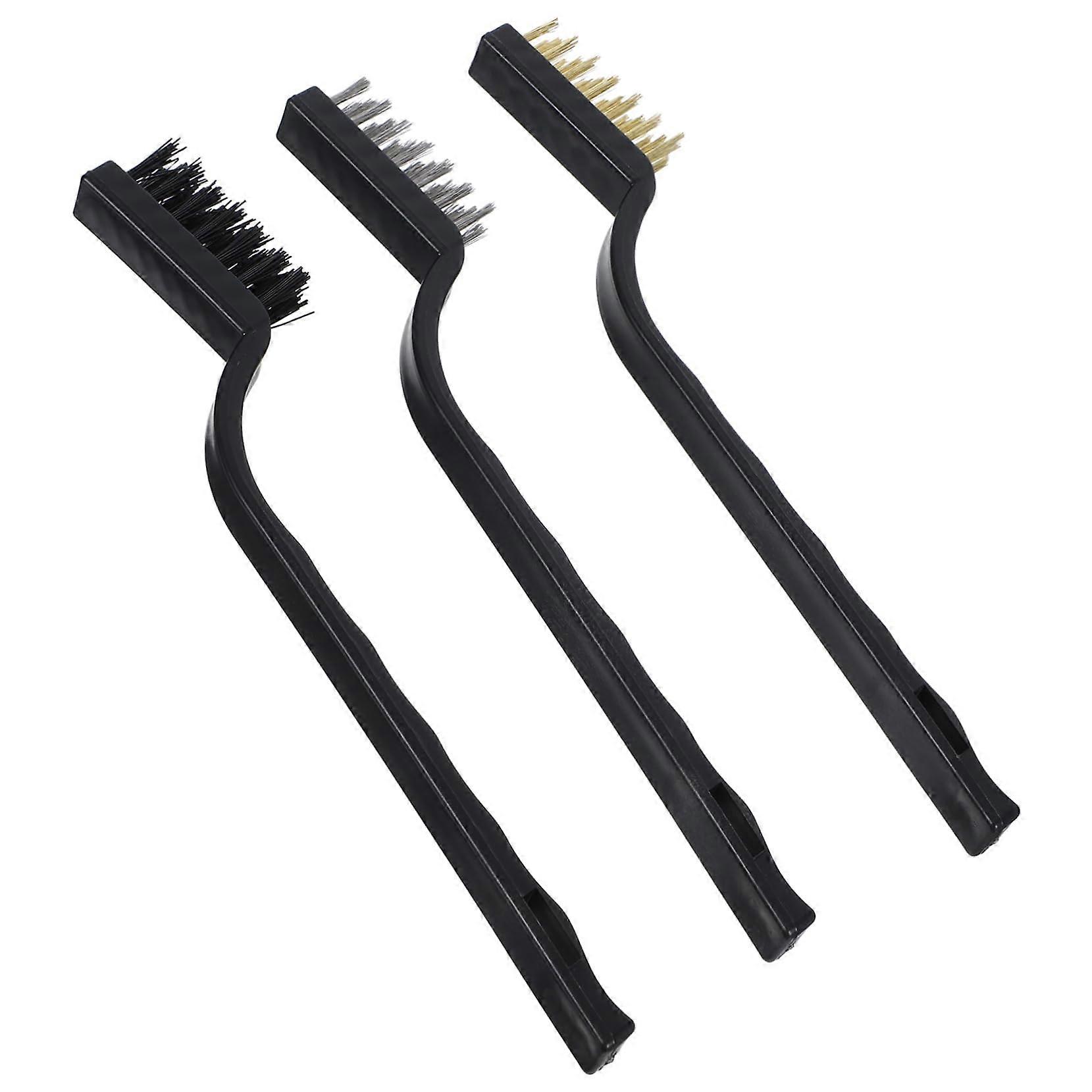 Wire Brushes Pack of 3 Ergonomic Scrubbing Brushes with Brass Bristles for Car Grease and Dirt Removal
