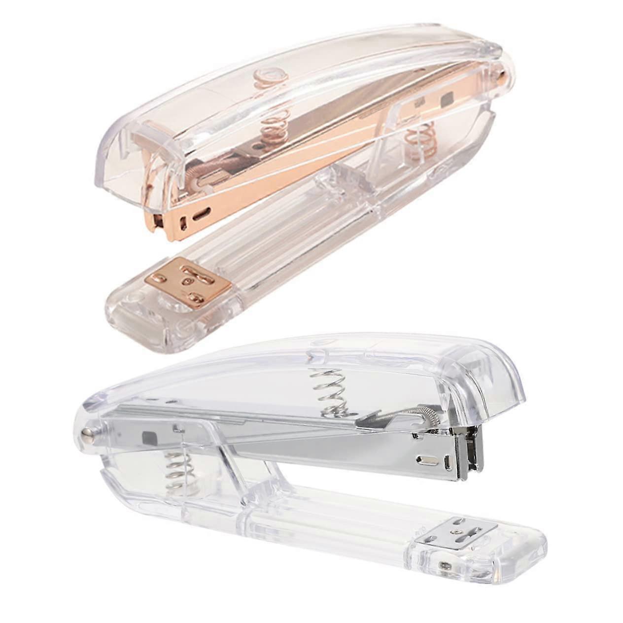 2 Pieces Performance Desk Staplers, Multifunctional Office Staplers in Rose Gold for Use in Office and Classroom