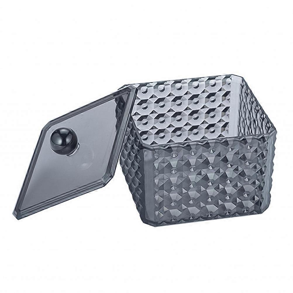 Cotton Swab Storage Box with Protective Lid for Dust and Moisture Prevention Acrylic Black Small Size