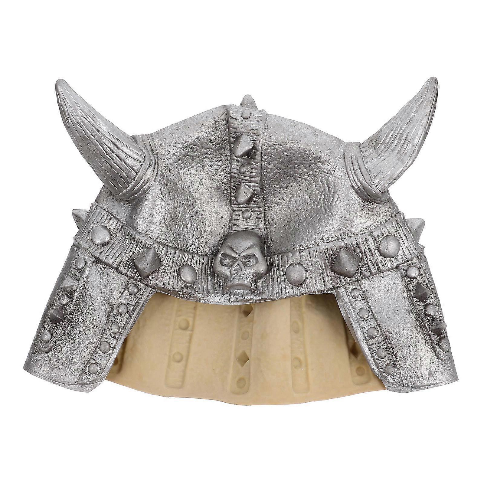 Ox Horn Hat Decorative Hat for Party Use Silver Latex Material