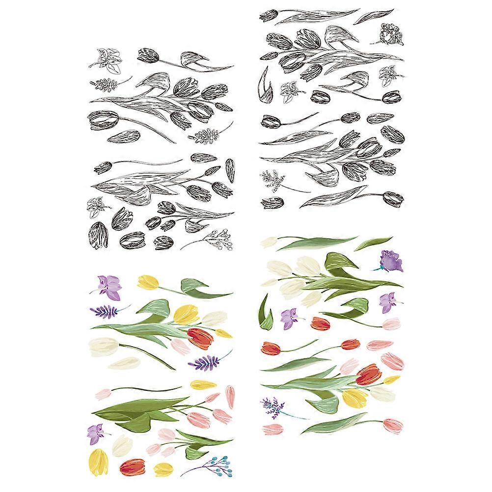 Reusable Window Stickers Tulip Pattern Static Clings for Glass Window Festive Atmosphere Creation 30X20CM 1Set