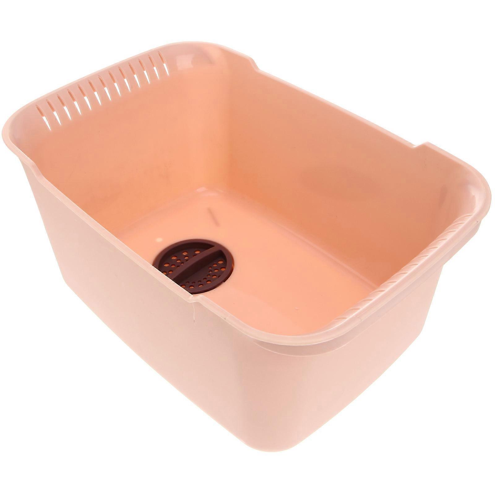 Pink Washing Basket for Draining Made from PP with Detachable Design and Sealed Plug 7.87"x5.12"x4.72"